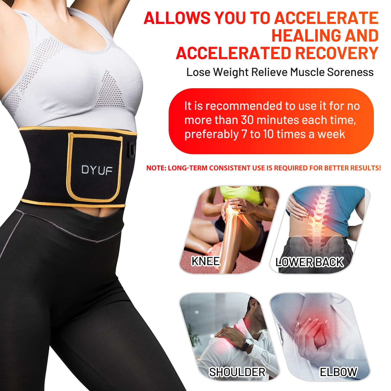 Red Light Therapy Belt DYUF Infrared Light Therapy : Muscle Recovery, Pain Relief, and Healing Device
