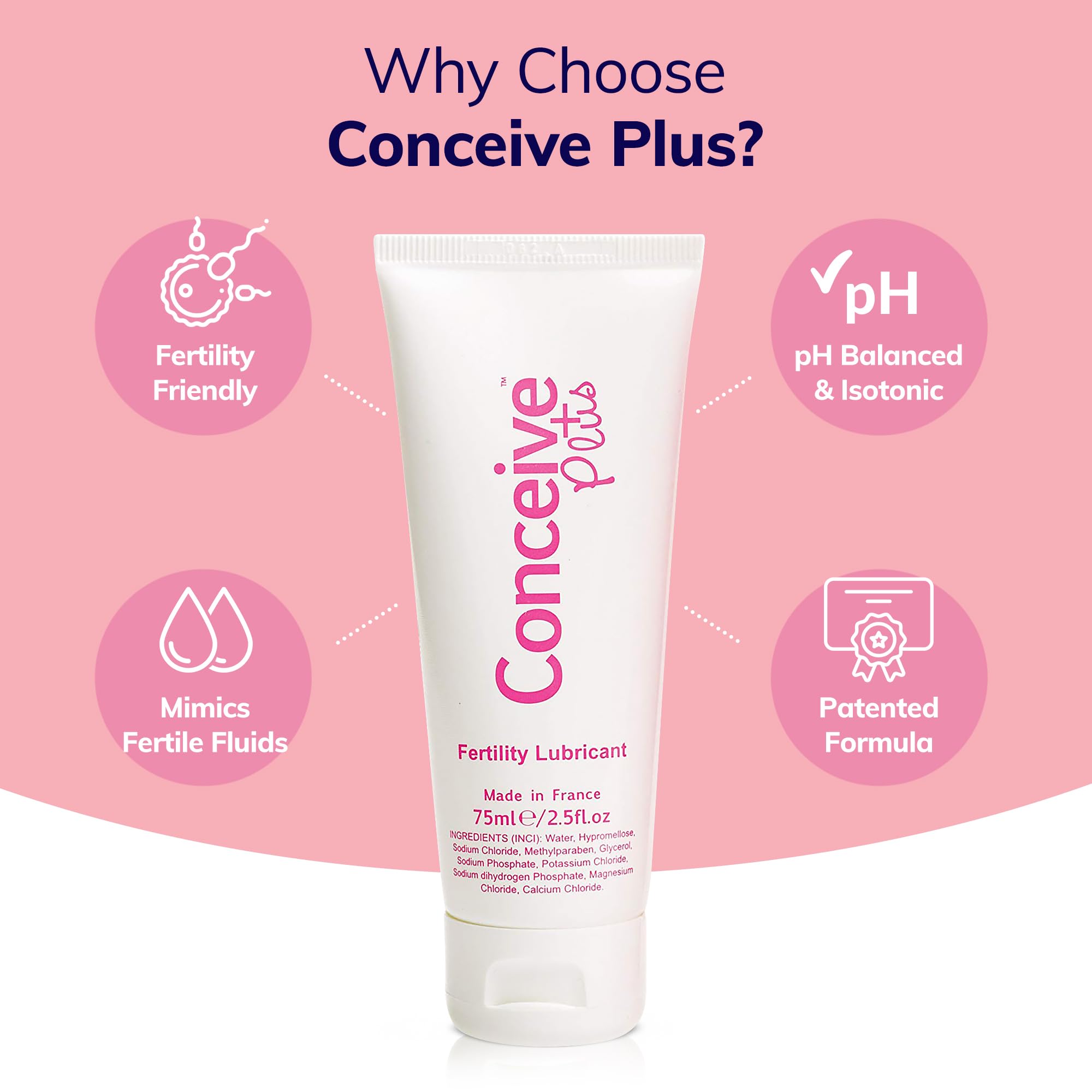 Conceive Plus Fertility Lubricant - Fertility Friendly Lube for Couples Trying to Conceive, 75ml / 2.5 fl oz