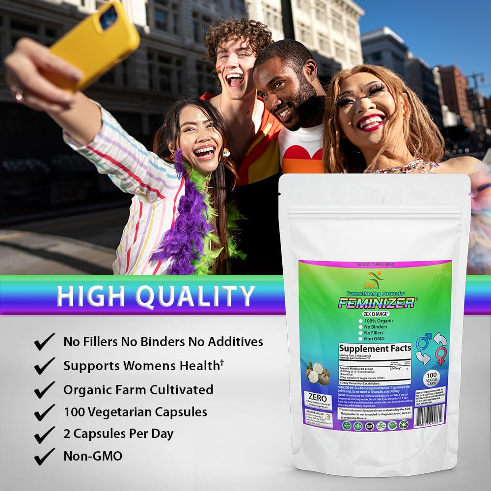 Feminizer Sex Change Pills by SMS, 100 Veggie Caps Pueraria Mirifica 1,000mg Pure
