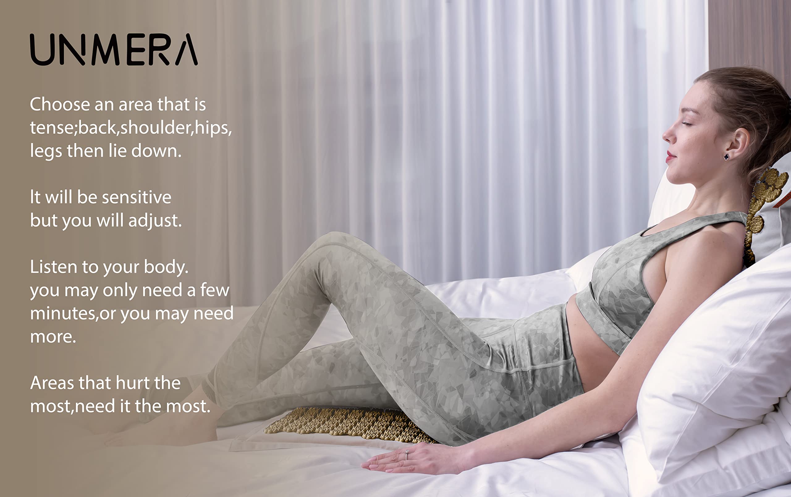 UNMERA Acupressure Mat and Pillow Set,Natural Premium Linen & Coconut Fiber Filling