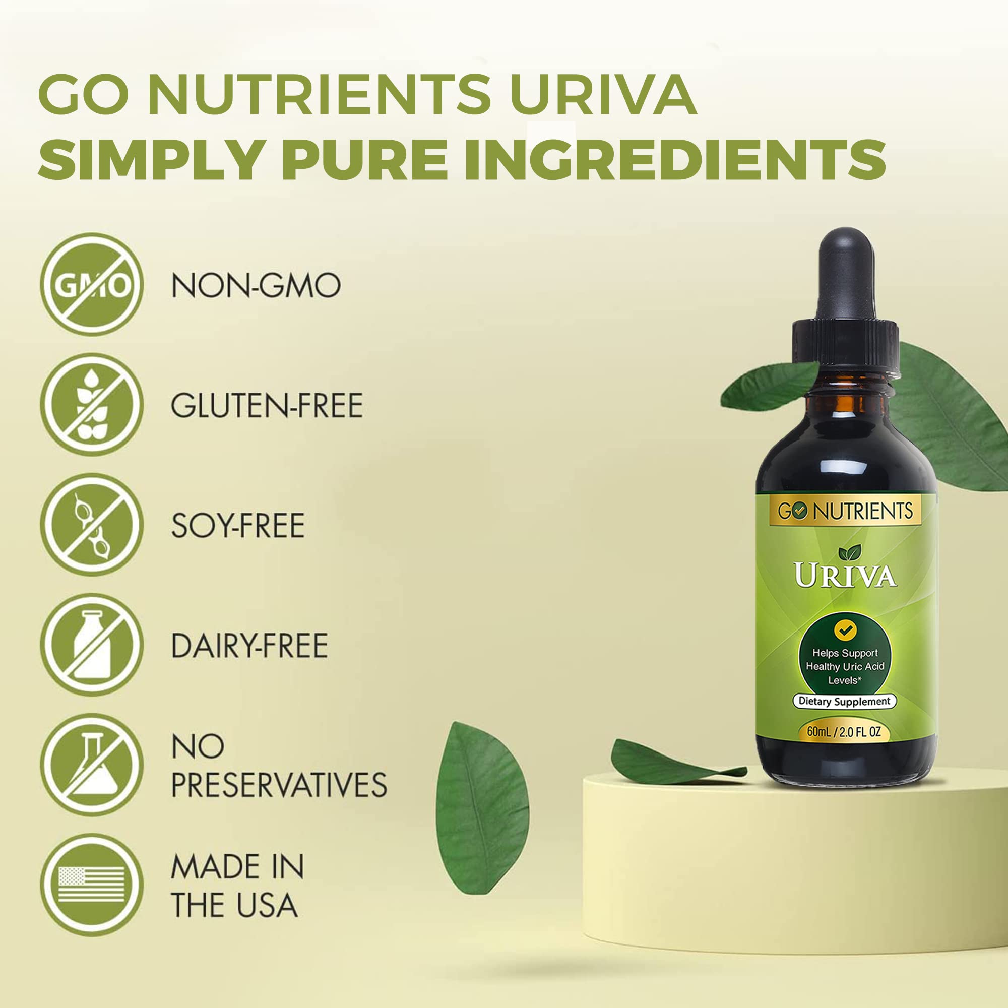 Go Nutrients Uriva Advanced Uric Acid Flush Cleanse with Tart Cherry Extract Celery Seed Extract Turmeric