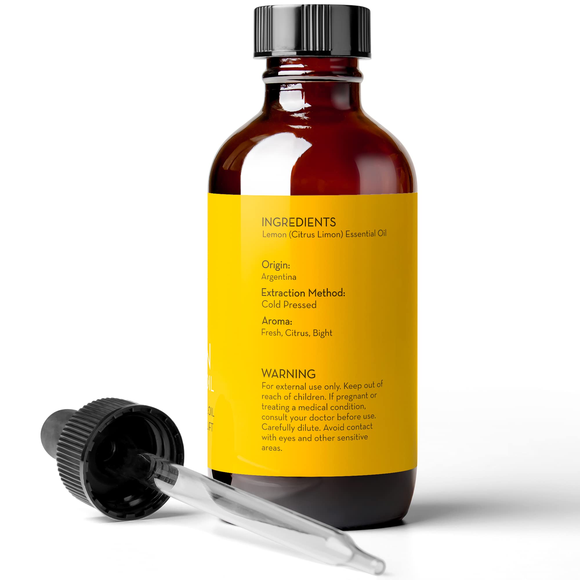 Lemon Essential Oil, 4 fl oz - 100% Pure & Undiluted Lemon Oil for Diffuser and DIY - Natural Deodorizer