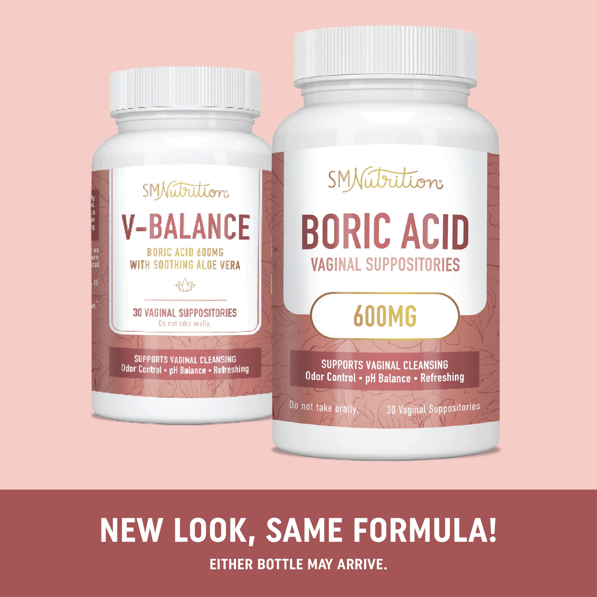 Boric Acid Suppositories for Women | 600mg | for pH Balance, Vaginal Odor & Itching | Feminine Intimate Health