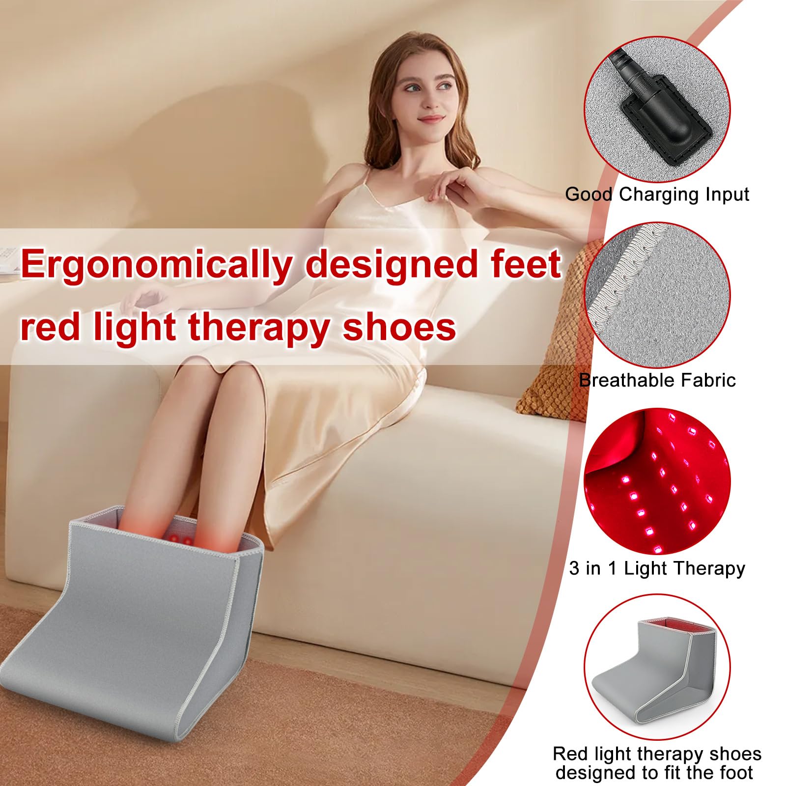 Red Light Therapy Boot for Feet, Infrared Light Therapy Slipper for Perfect Foot Care, Ideal for Ankle