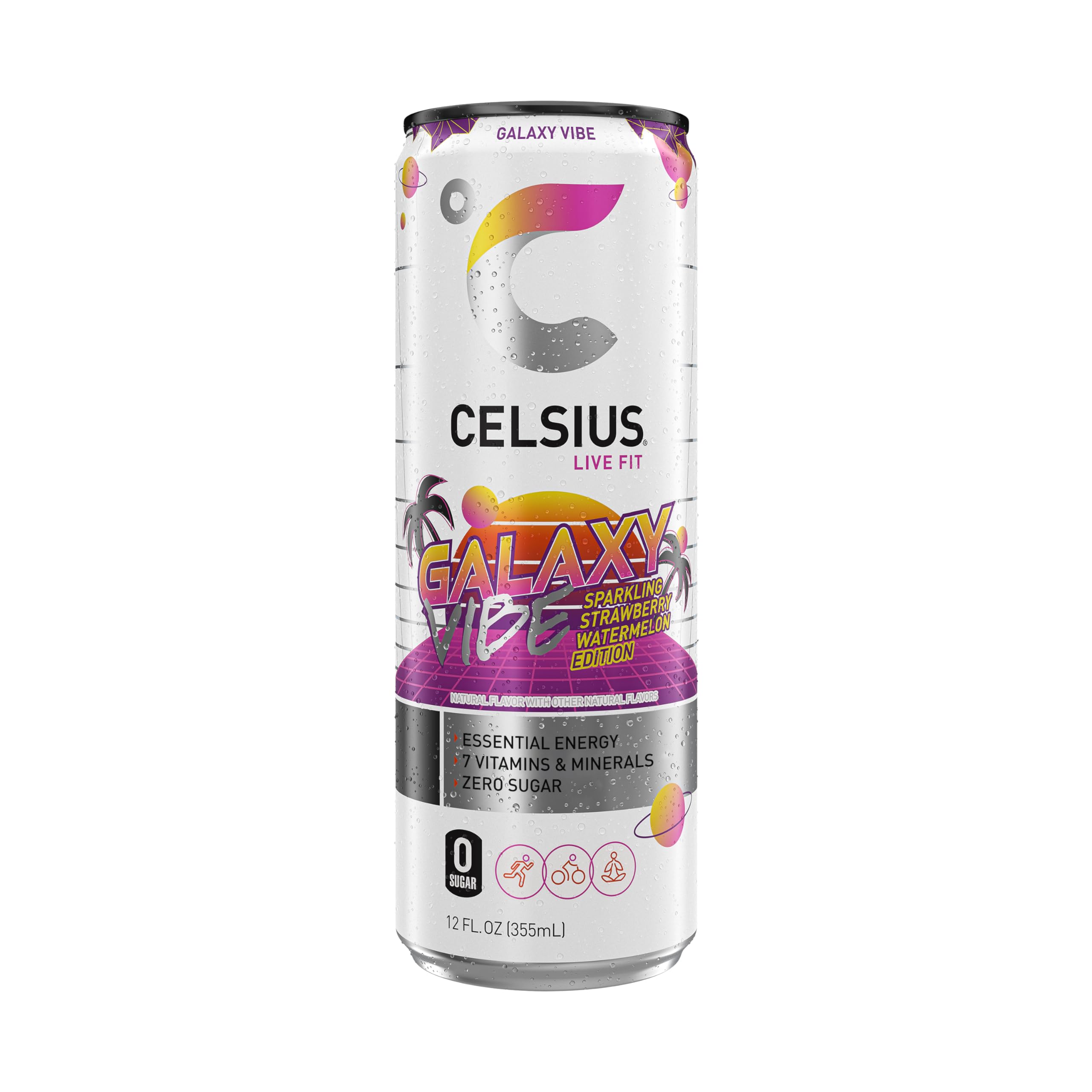 CELSIUS Sparkling Galaxy Vibe, Functional Essential Energy Drink 12 Fl Oz (Pack of 12)