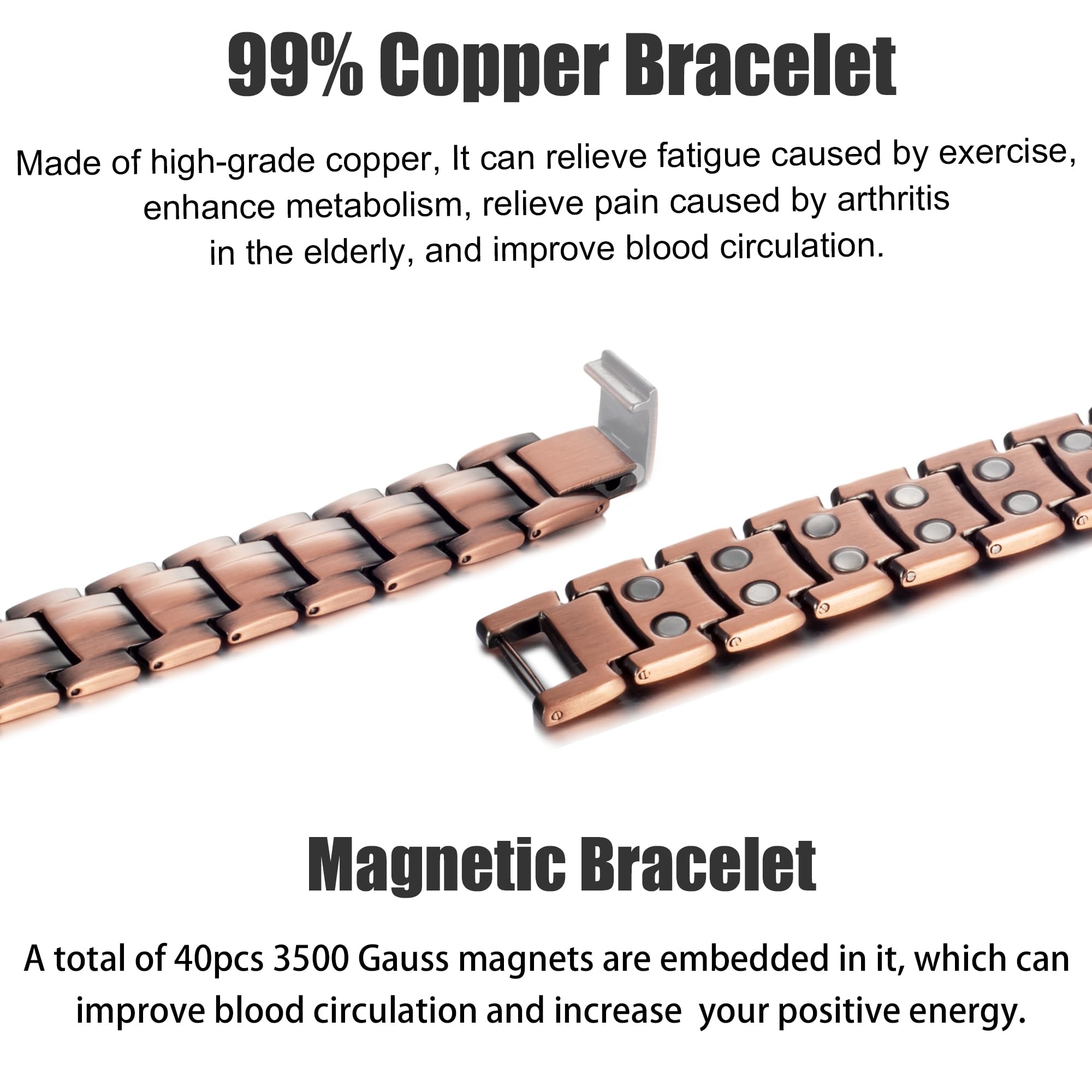 MagVIVACE Copper Bracelet for Men, Magnetic Bracelet with 3500 Gauss Magnets