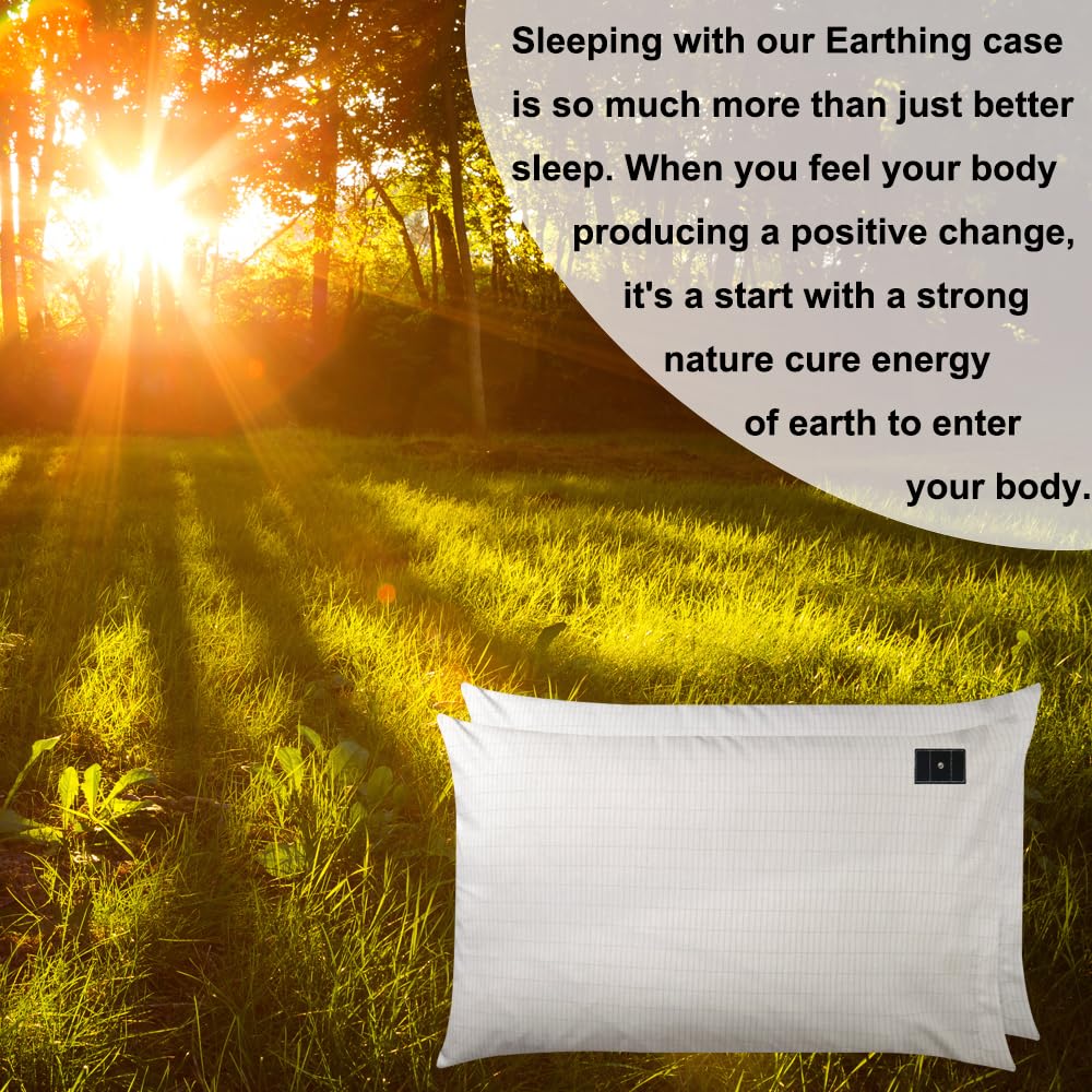 ibowee Grounding Piowcase 2 Pack, Conductive Pillowcase with US Cord for Natural Wellness