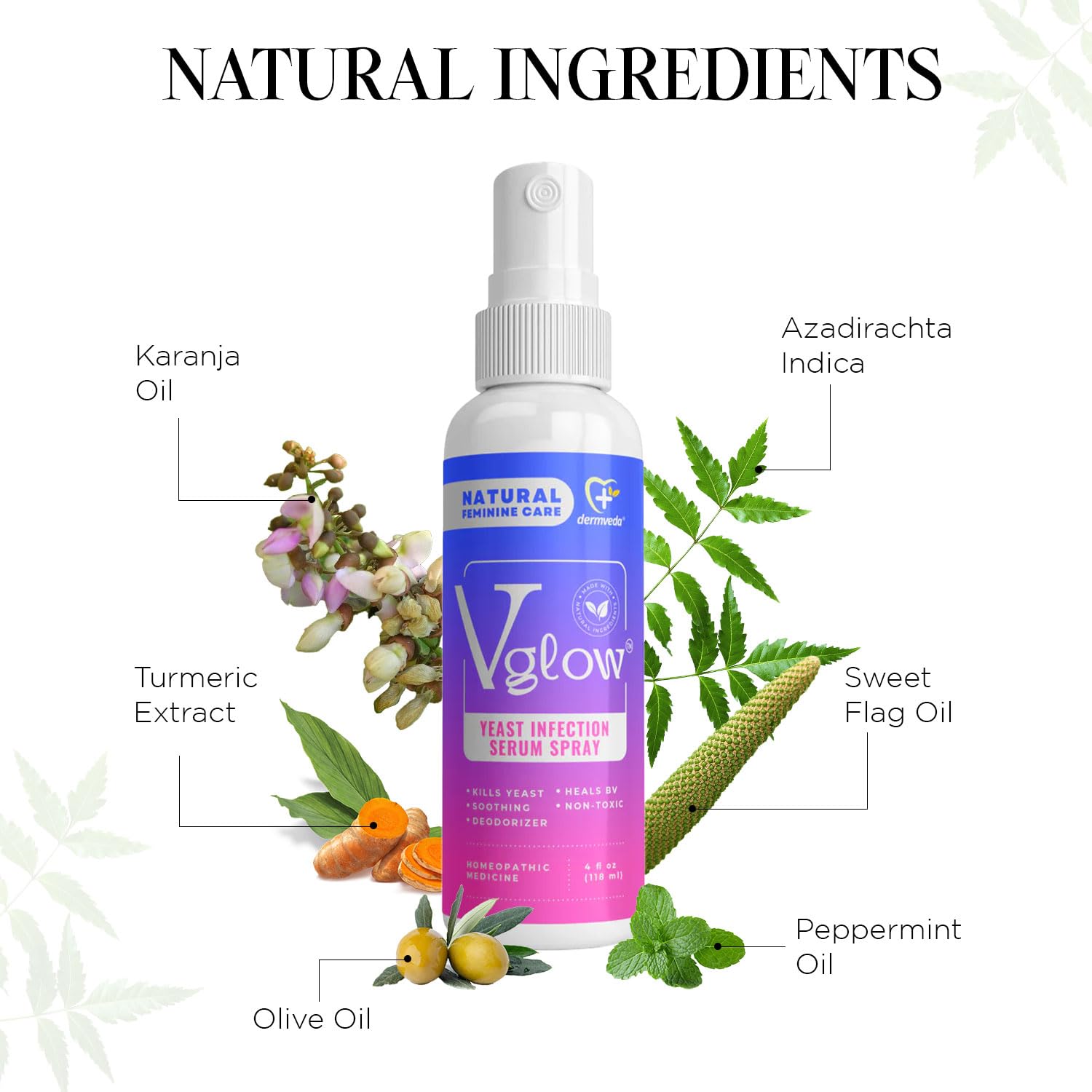 Dermveda Boric Acid BV Relief for Women - Natural Yeast Infection, Odor, Itch Relief Solution