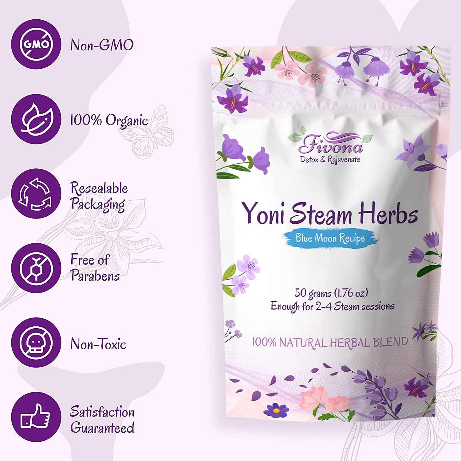 FIVONA Yoni Steaming Herbs - For Feminine Use And Rituals - V-Detox, Cleanse, Wash, Odor Control