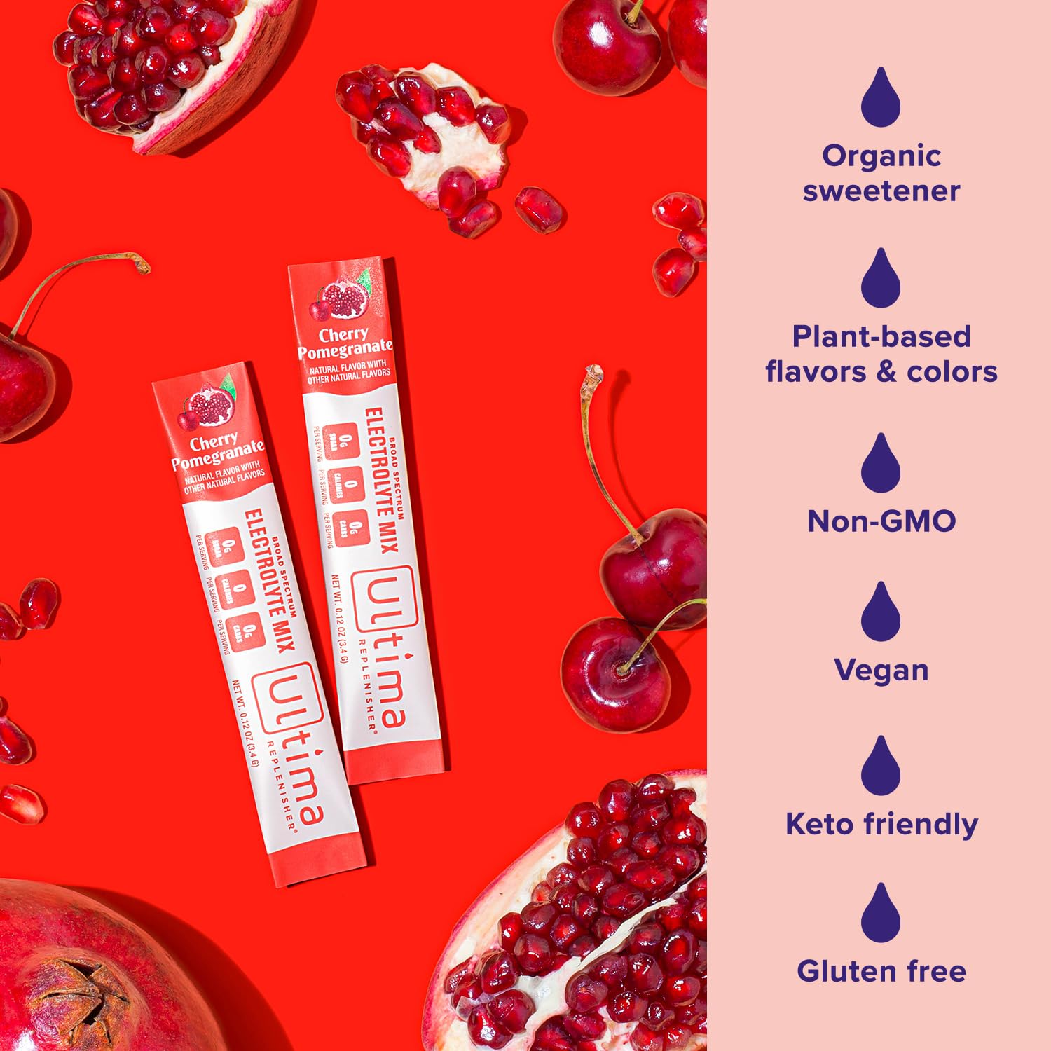 Ultima Replenisher Daily Electrolyte Drink Mix – Cherry Pomegranate, 20 Stickpacks