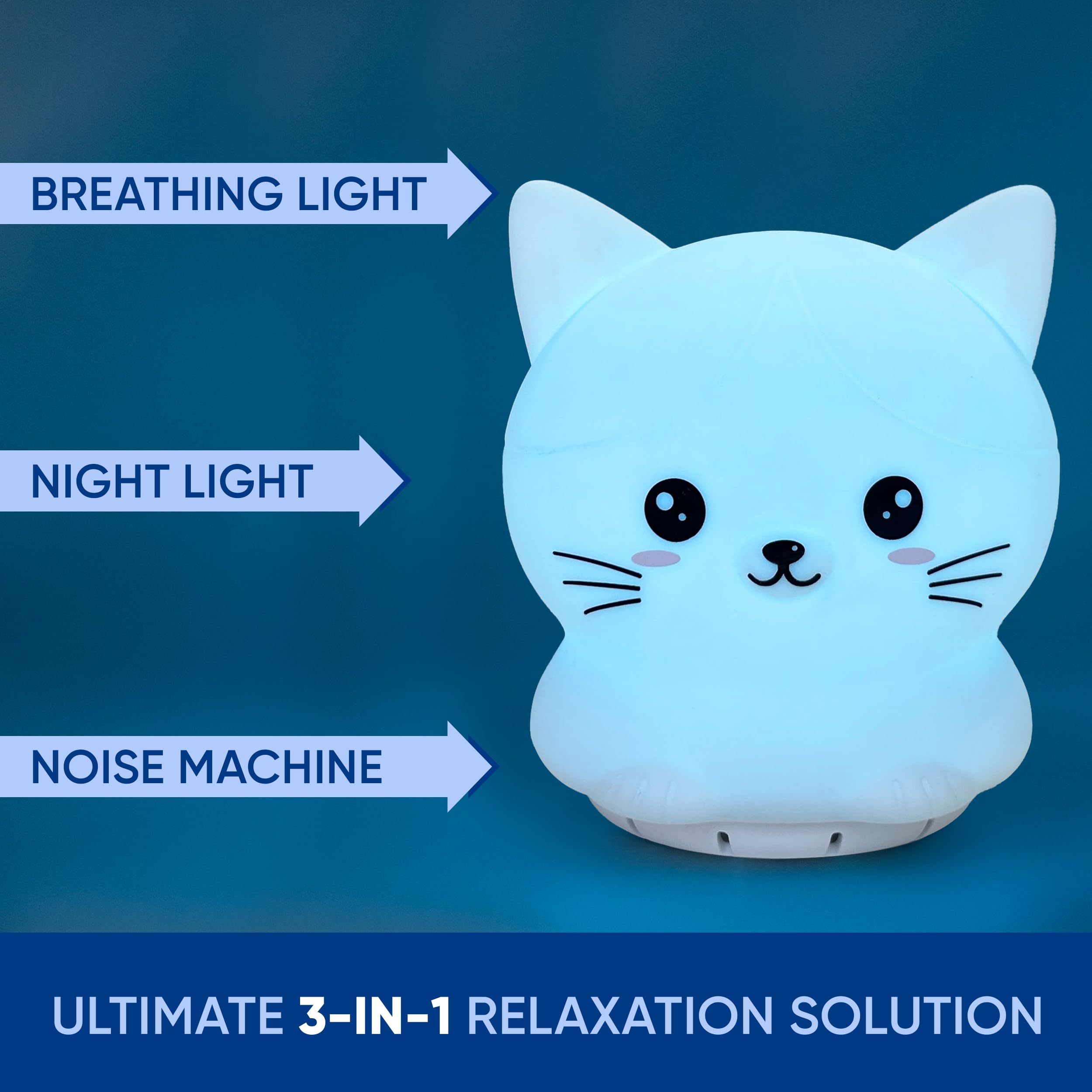 Mindfulness 'Breathing Kitty' | 4-7-8 Guided Visual Meditation Breathing Light | 3 in 1 Device