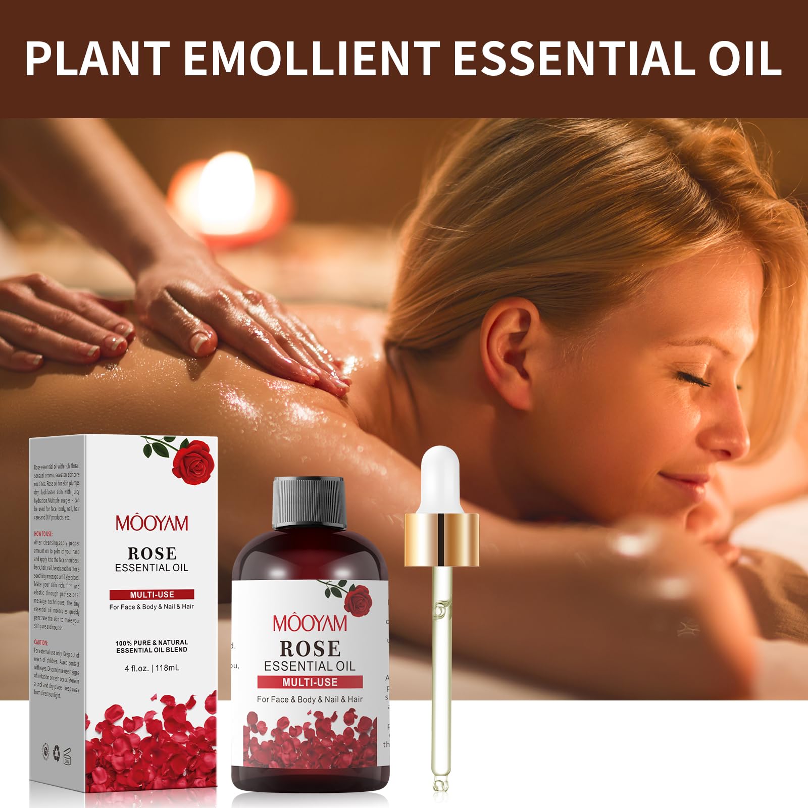 Rose Essential Oil Pure Rose Oil for Face 4OZ/118ML Organic Essential Oils for Diffuser Home Bedroom