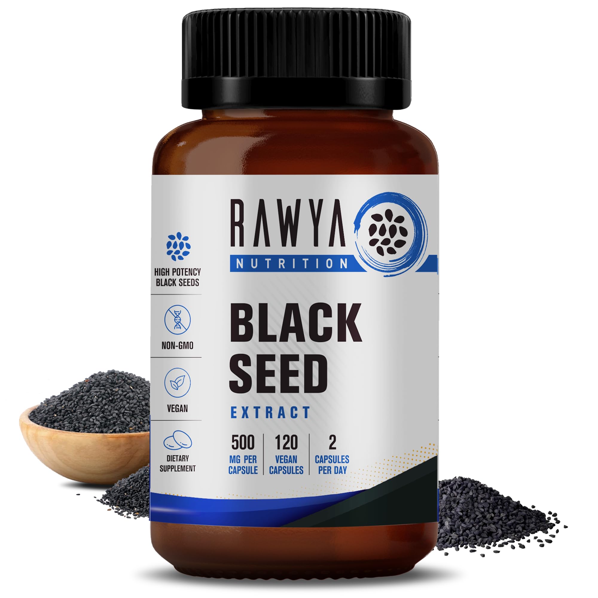 RAWYA Nutrition, Black Seed Extract, 120 Vegan Capsules, Nigella Sativa, Black Cumin 
