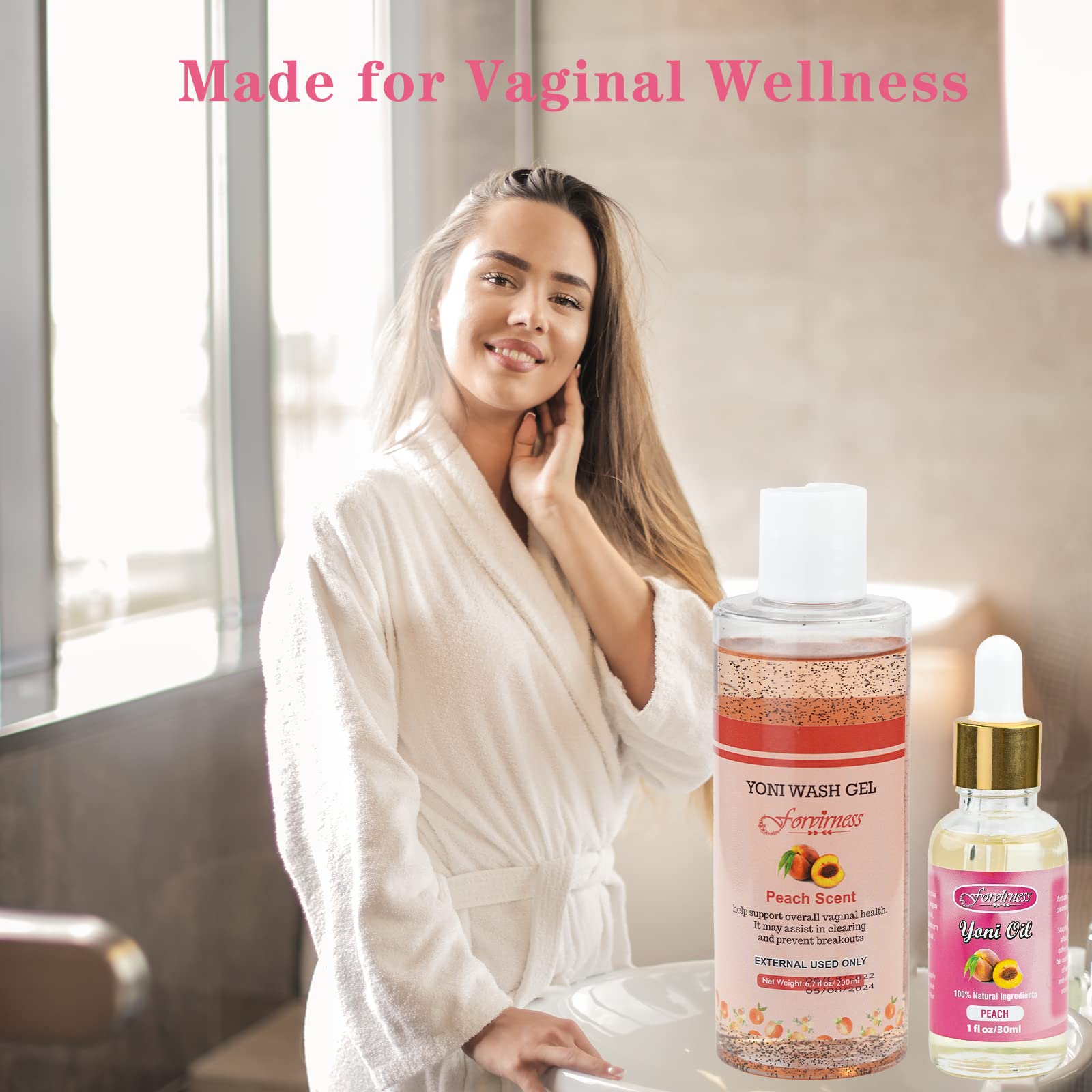 forvirness Feminine Wash & Natural Yoni Oil Set - Cleanse, Remove Odor, pH Balance for Women