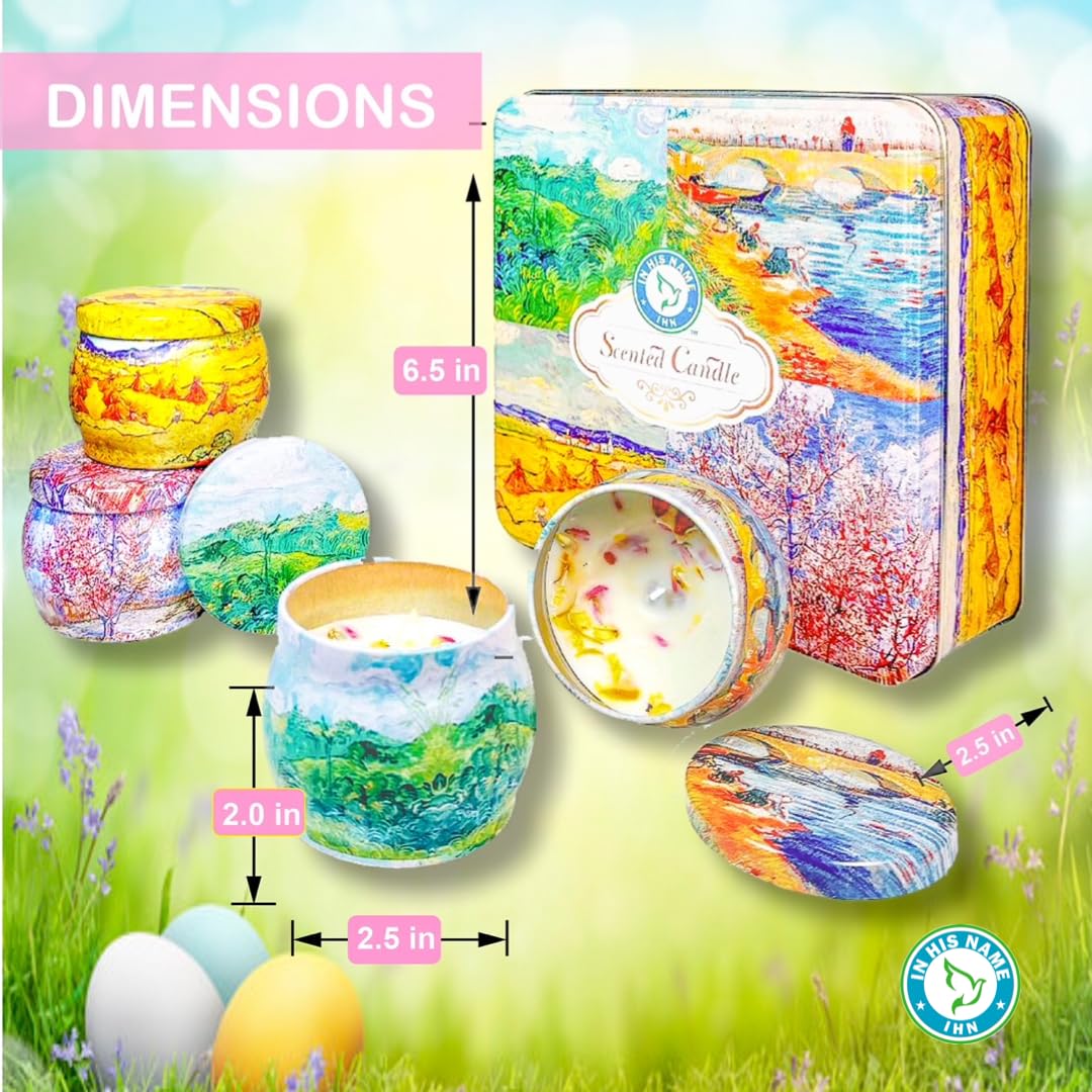 Scented Candles Gift for Women, 4 Pack, Reusable Tin Box, Luxury Candles for Home