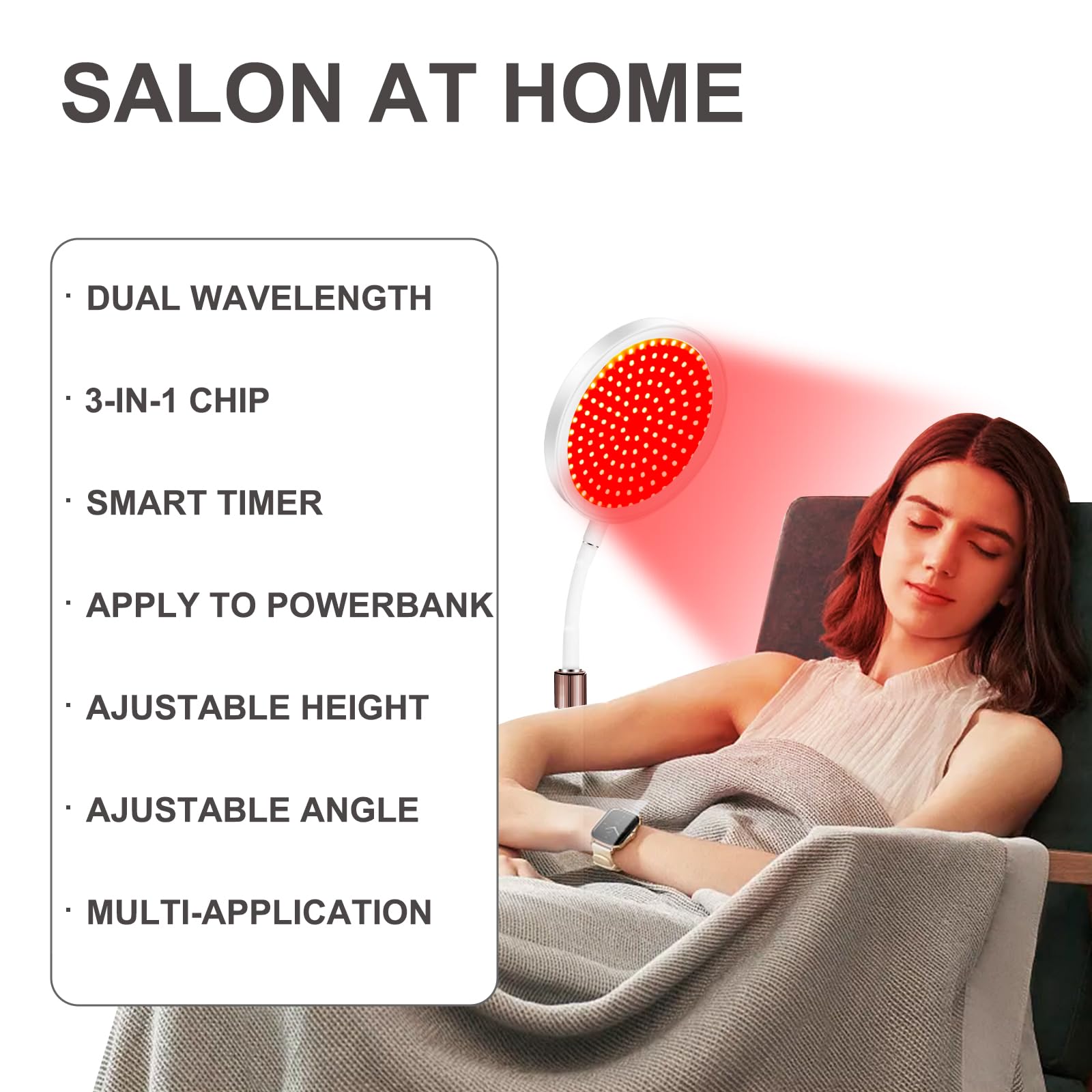 Red Light Lamp with Base, 660nm Red Light & 850nm Near Infrared Red Light Lamp with Timer