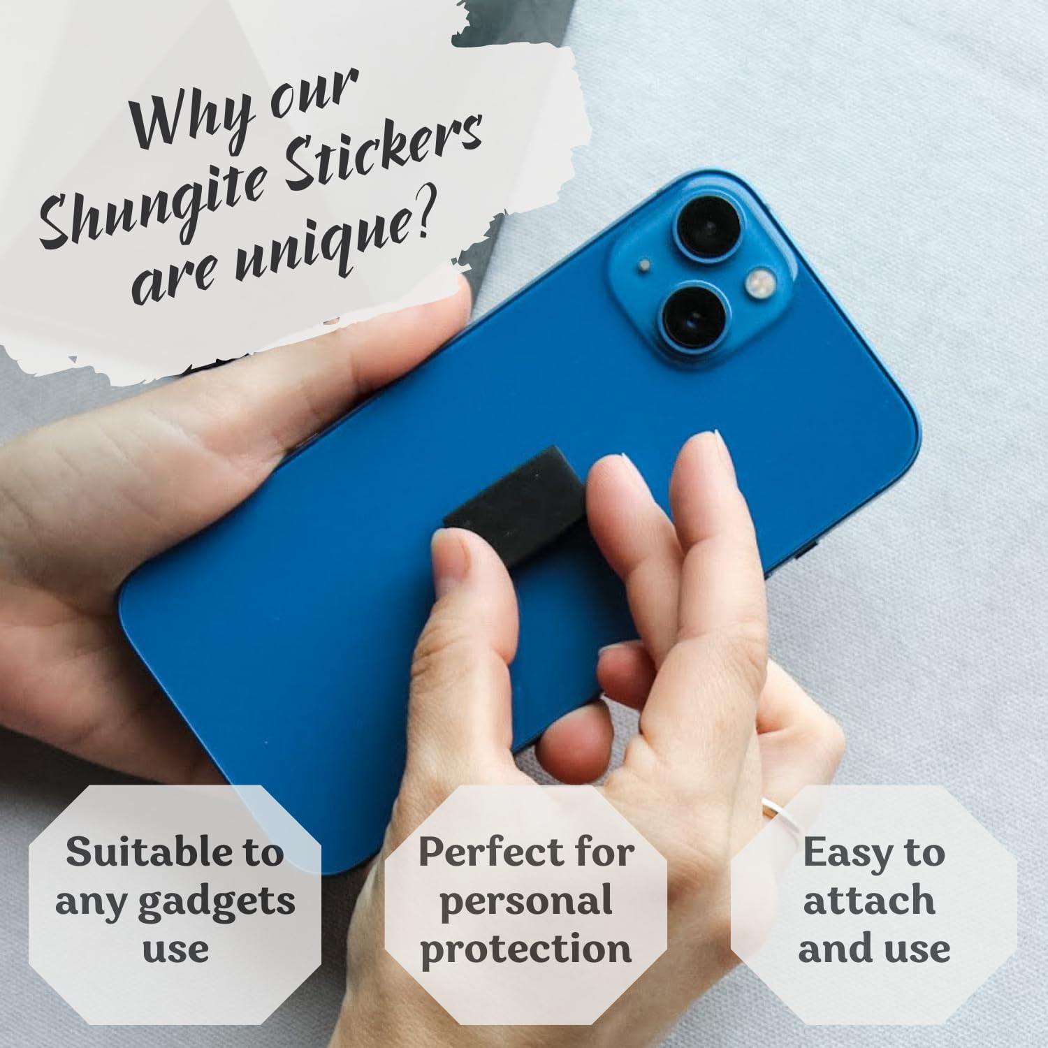 KARELIANMASTERS Shungite Stones Pyramid and Sticker for Phone Set - Crystal Healing Protection