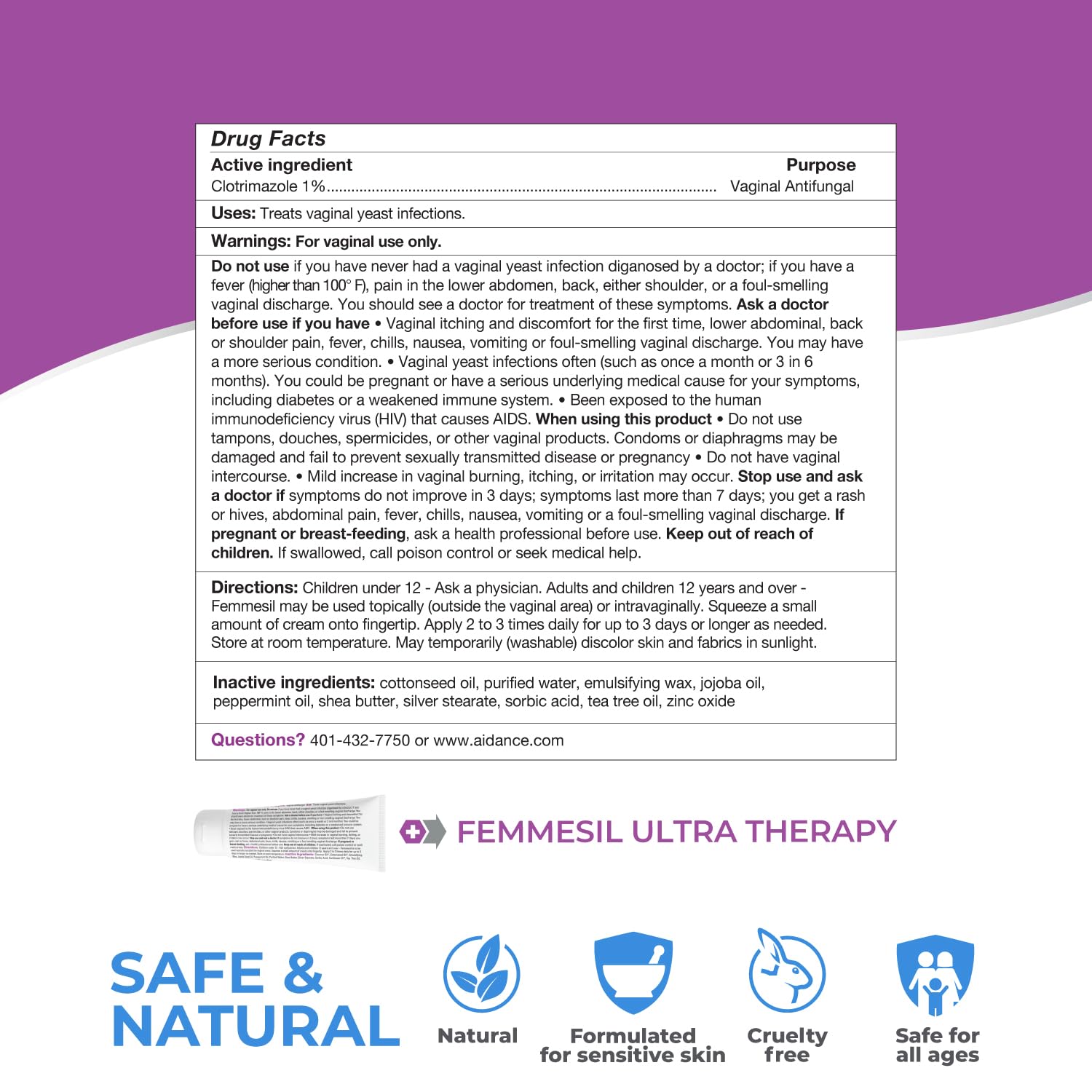 Femmesil Yeast Infection Ointment MAX Strength, Vaginal Yeast Infection Treatment for Women Feminine Care