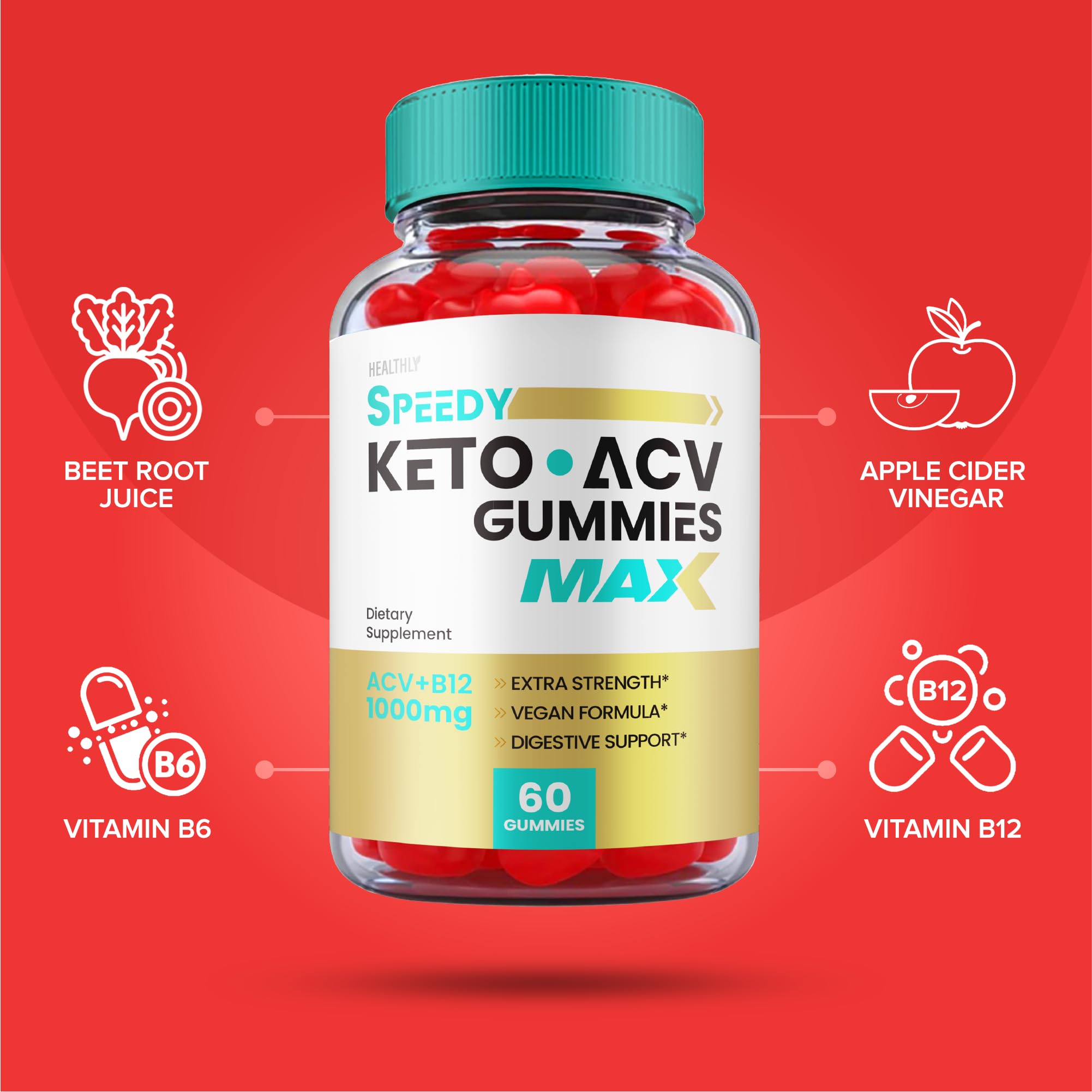 (5 Pack) Speedy Keto ACV Gummies Maximum Strength, Speedy Keto Plus ACV Gummies
