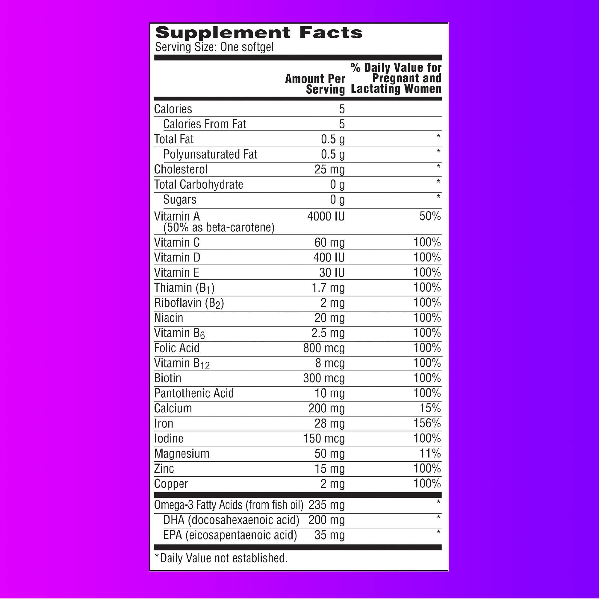 One-A-Day Prenatal 1 with DHA & Folic Acid Softgels, 30 ea (Pack of 6)