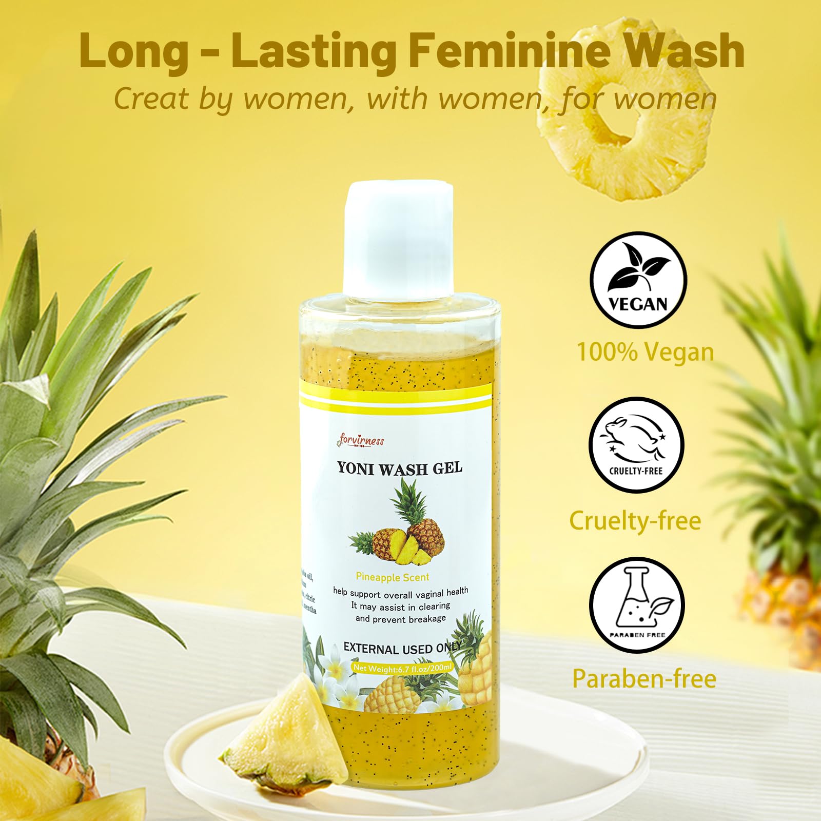 forvirness Natural Yoni Wash Yoni Oil Set, Cleanse - Remove Odor - ph Balance Feminine Wash