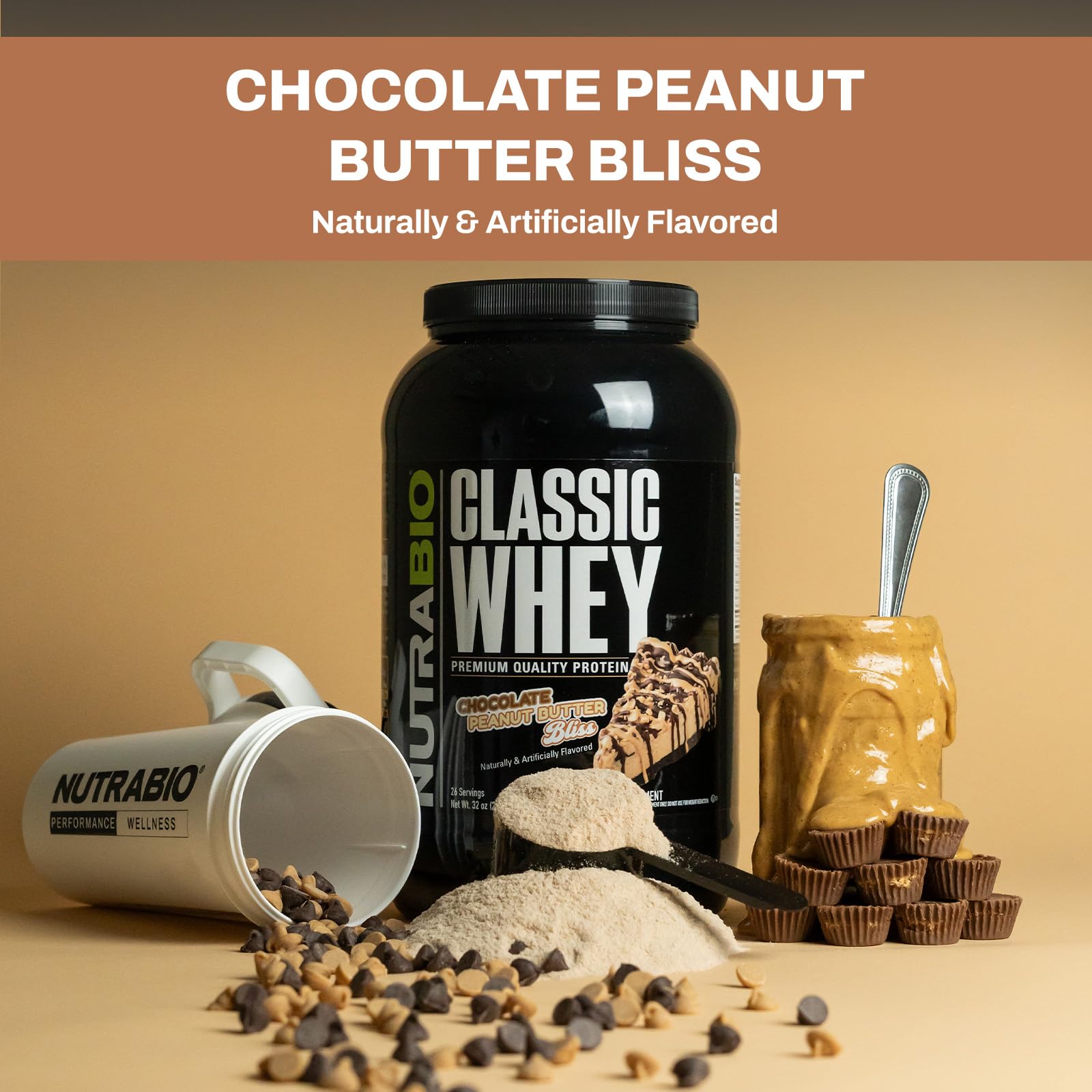 NutraBio Classic Whey Protein Powder- Full-Spectrum Amino Acid Profile - No Fillers