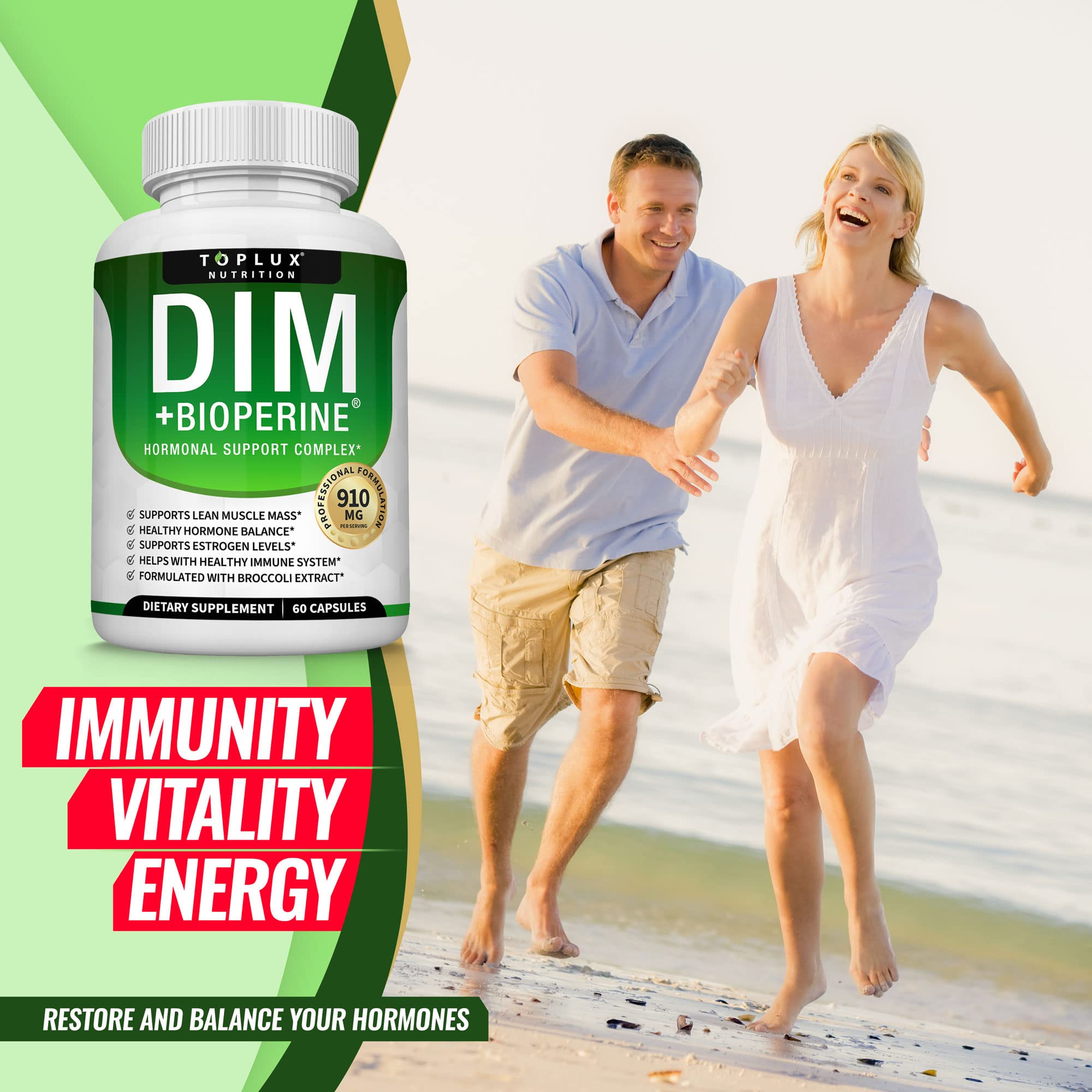 Dim Supplement 910 mg Plus BioPerine Complex - Diindolylmethane to Support Hormone Balance
