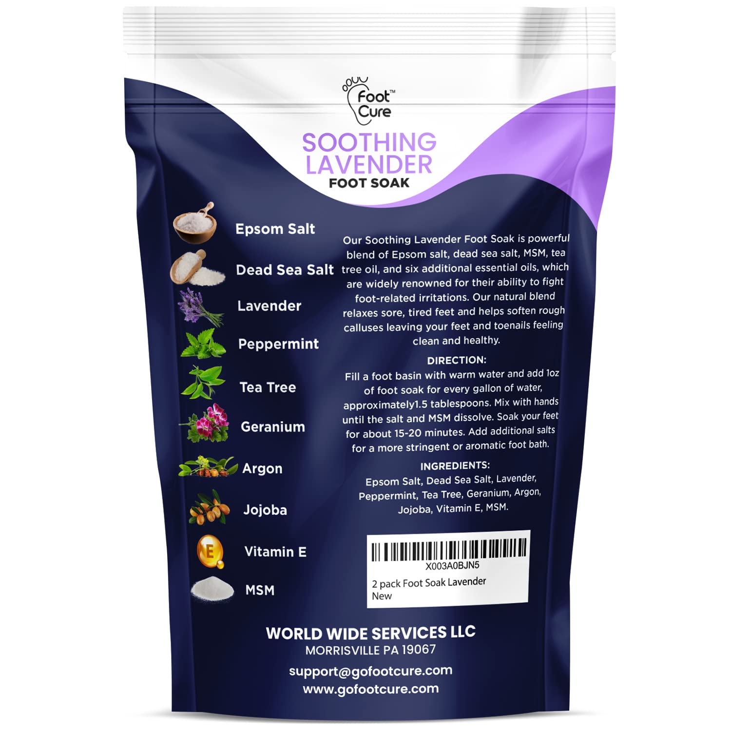 Soothing Lavender Foot Soak with Epsom Salt - Best Toenail Treatment, & Softens Calluses