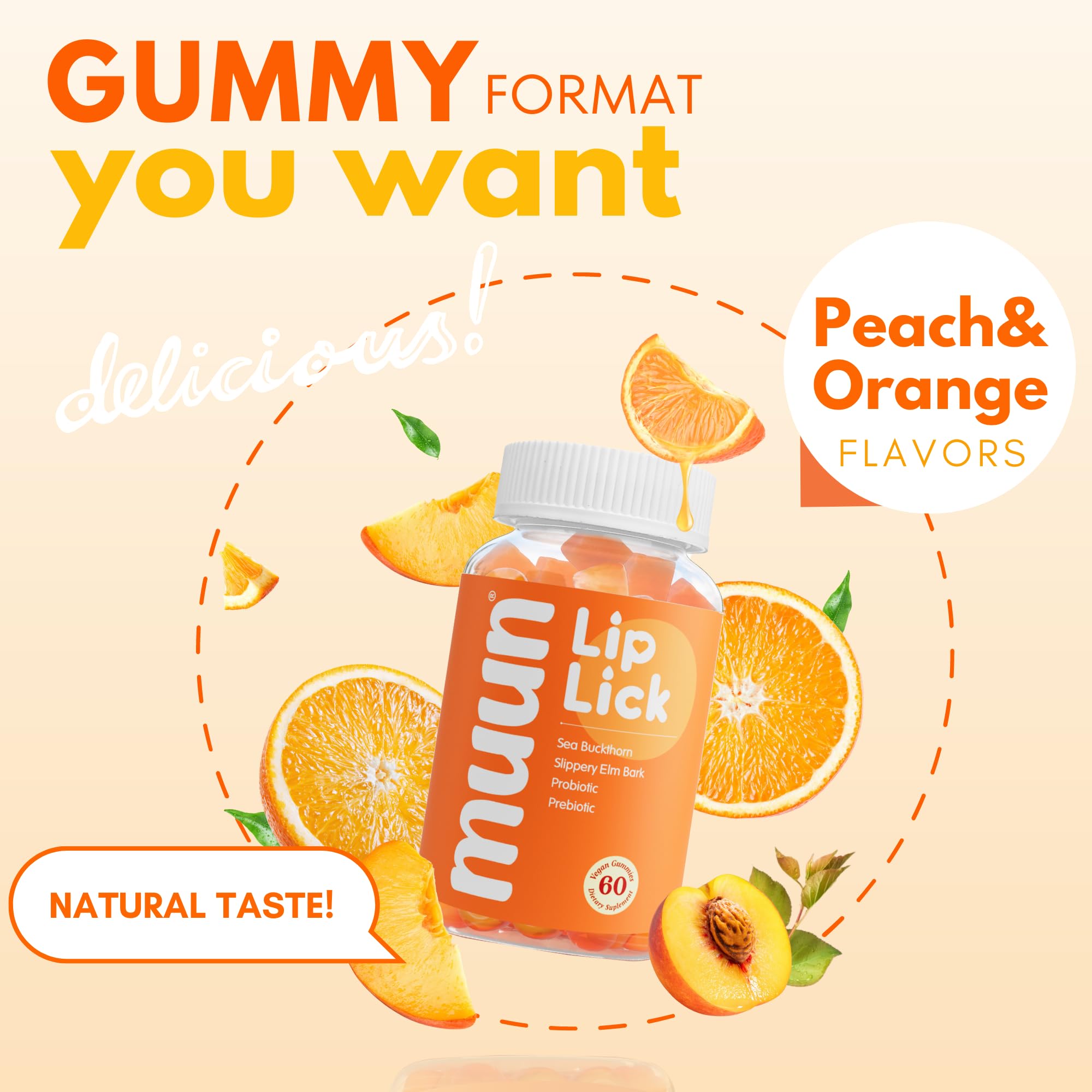 Muun Vaginal Dryness Gummy for Perimenopause Menopause with Slippery Elm Bark, Omega