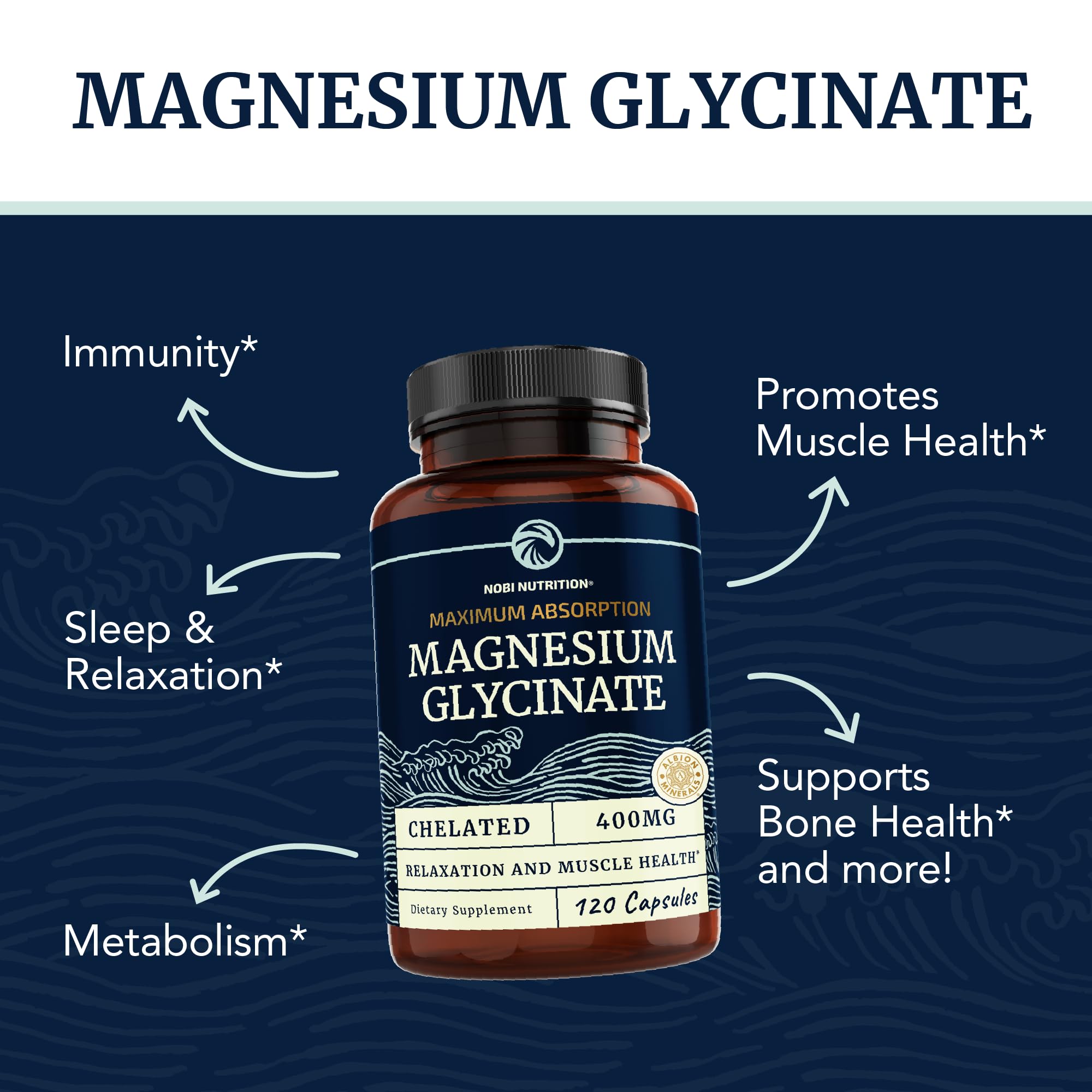 Magnesium Bisglycinate 400mg | Chelated Bisglycinate for Muscle Relaxation, Bones