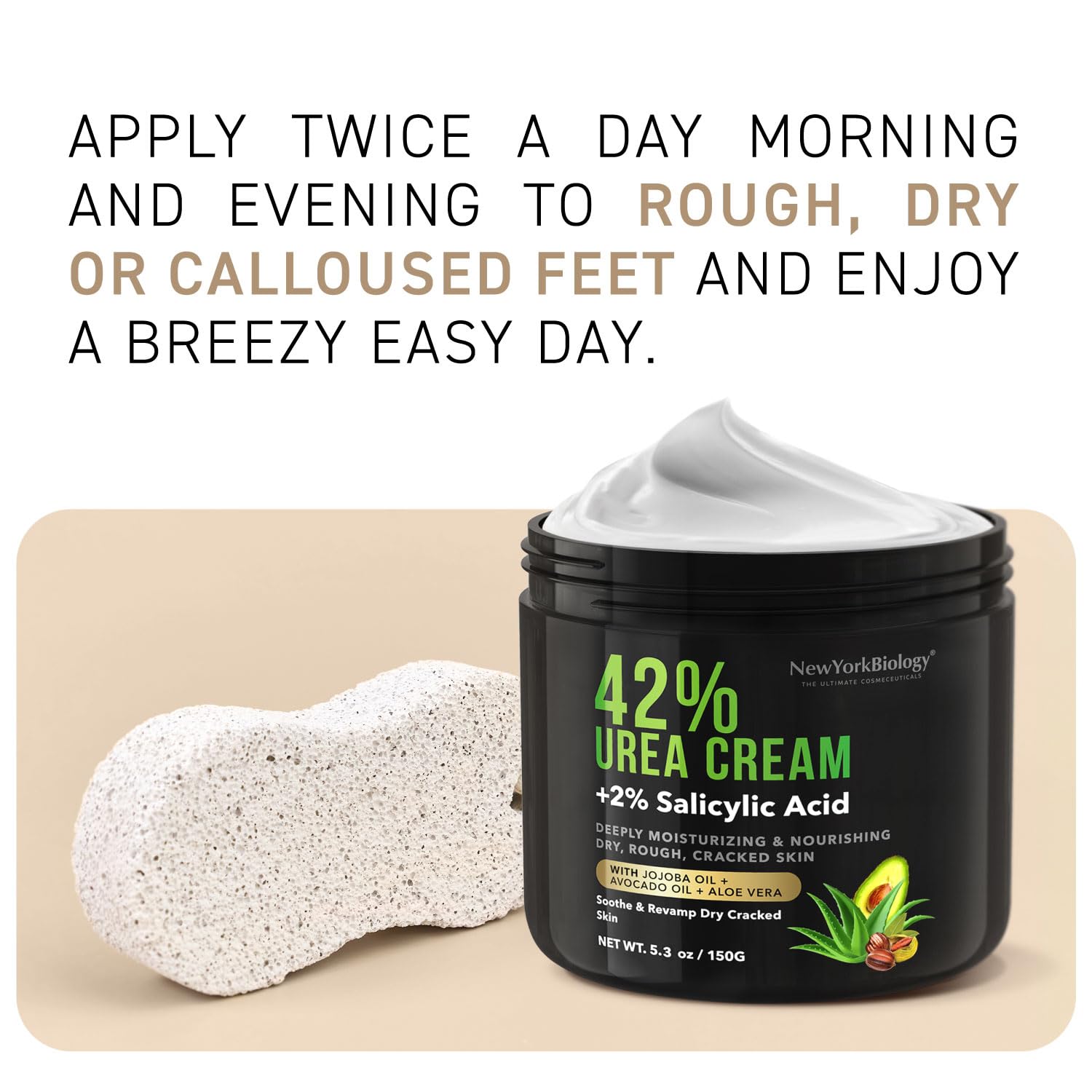 New York Biology 42% Urea Cream with 2% Salicylic Acid - Moisturizing Urea Foot Cream