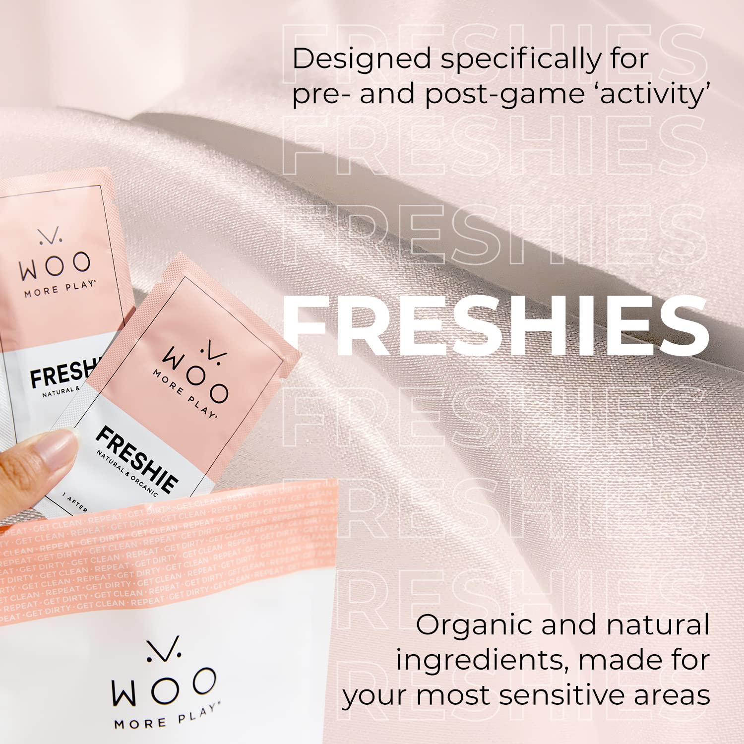 Woo More Play Freshies: All-Natural Feminine Intimacy Towelette Wipes with Coconut Oil