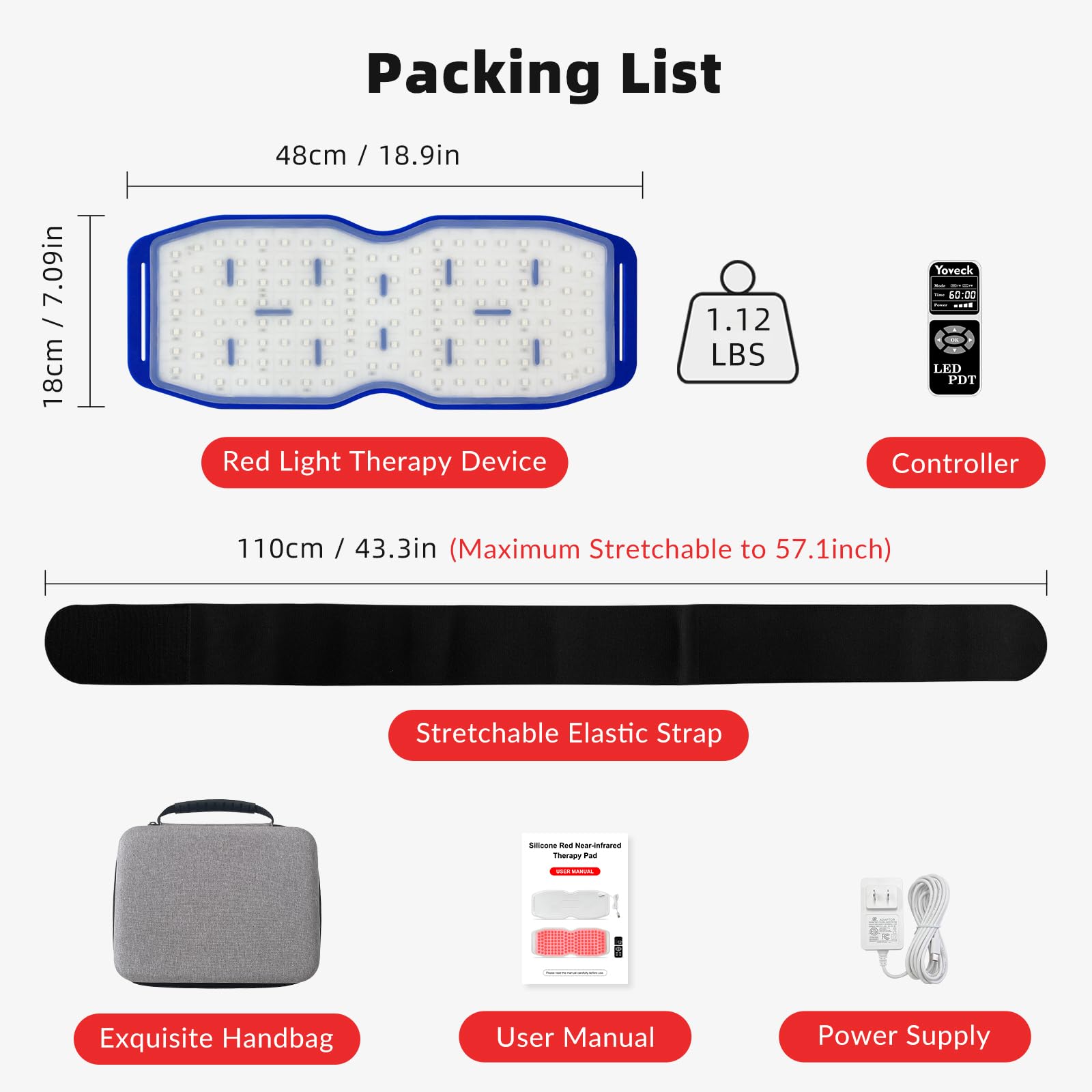 Yoveck Red Light Therapy Belt, Silicone Red Light Therapy Pad Near Infrared Light Therapy
