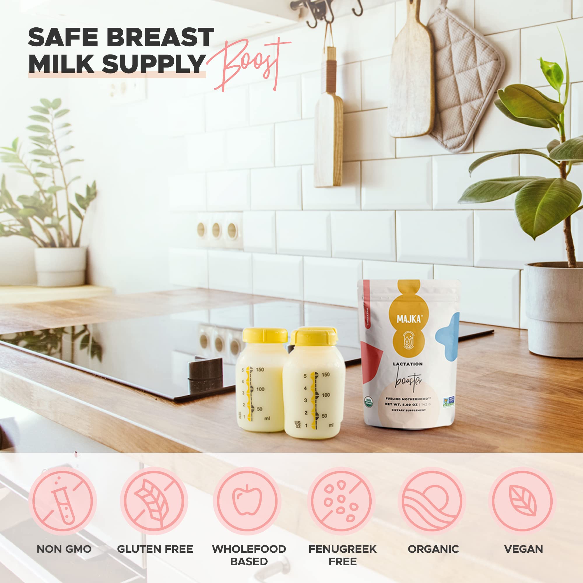 MAJKA Organic Lactation Booster Powder for Nursing Moms, Breastfeeding Safe Supplement