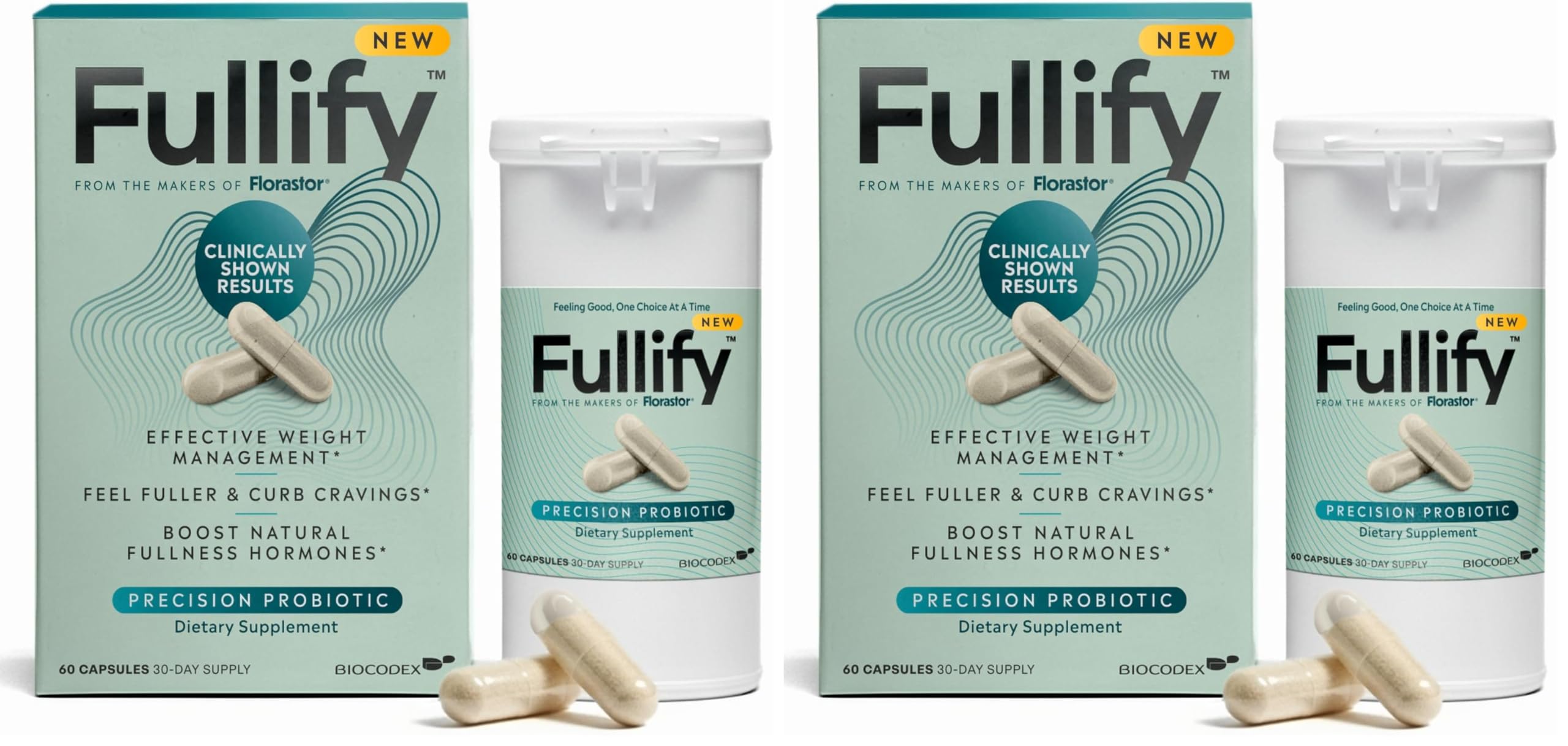 Fullify Weight Management Probiotics for Women and Men Clinically Shown to Curb Cravings with Hafnia Alvei HA4597, Chromium & Zinc - 60 Capsules, 30-Day Supply (Pack of 2)