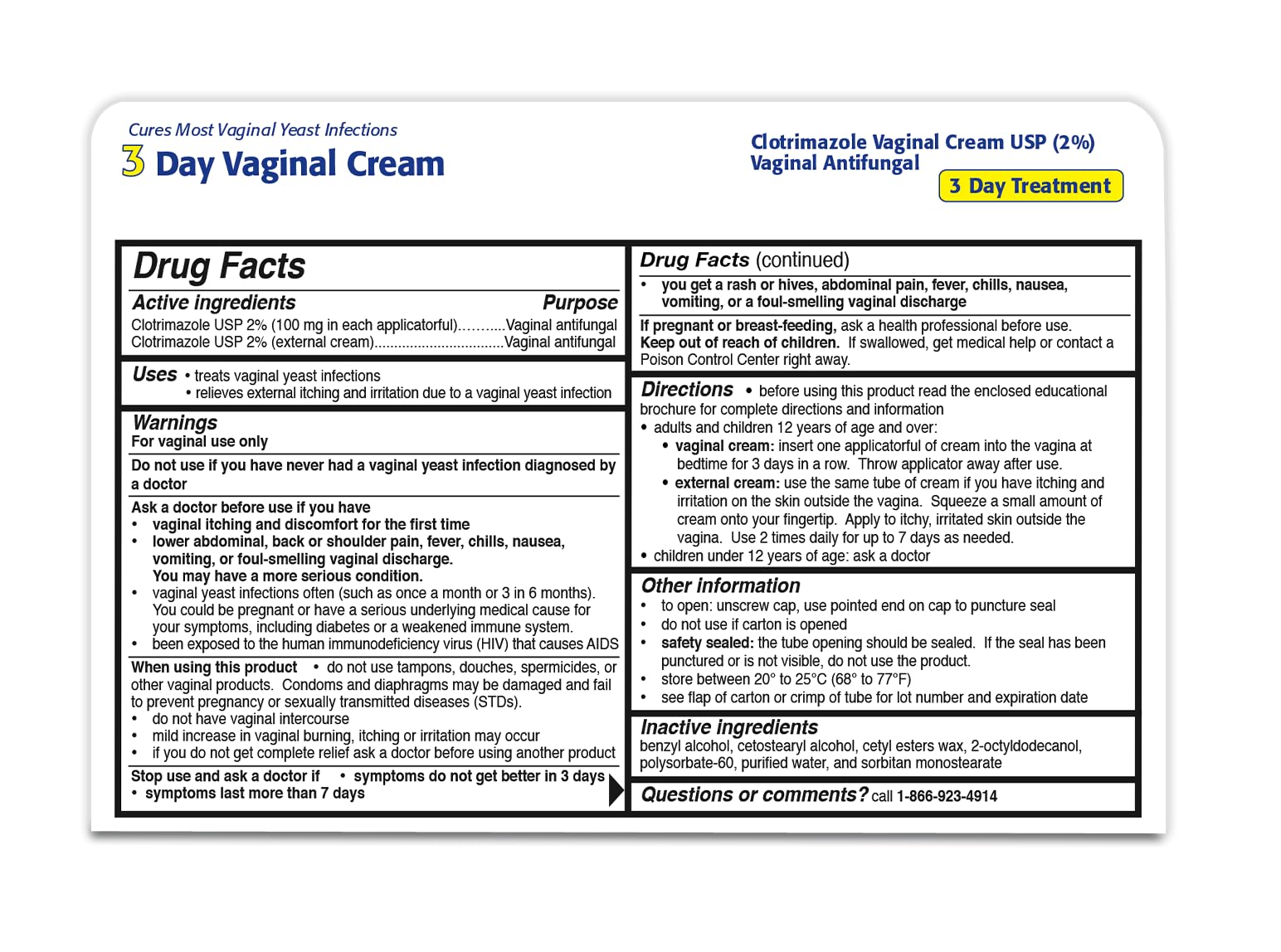 Clotrimazole 3 -Day Vaginal Cream - 0.74 Oz (PACK OF 3)