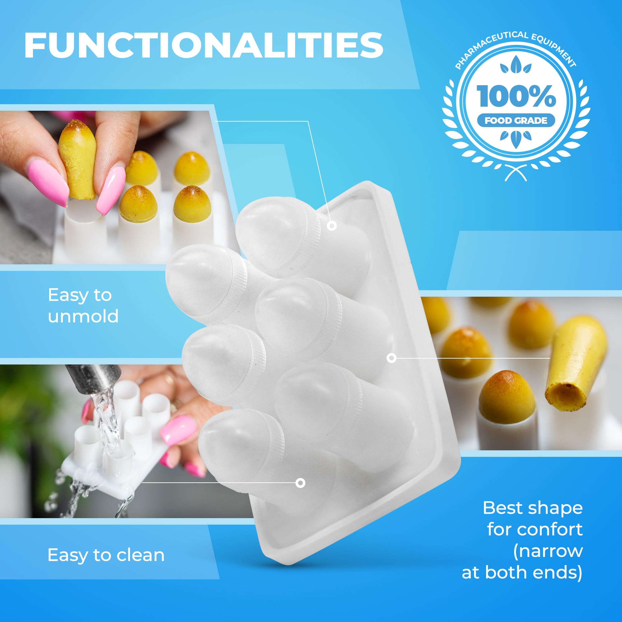 Suppository Molds Kit - Made in France, 3 Sizes (1ml, 2ml, 3ml), Reusable Suppositories Mold - 4 Trays