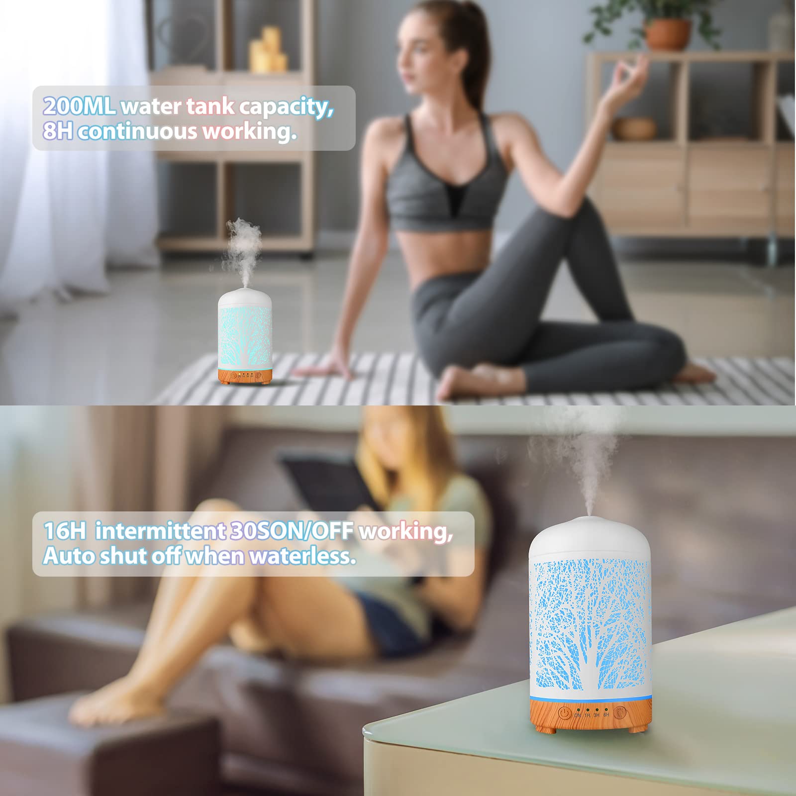 ENAROMA 200ML Aromatherapy Diffuser White Forest Ultrasonic Essential Oil Diffuser