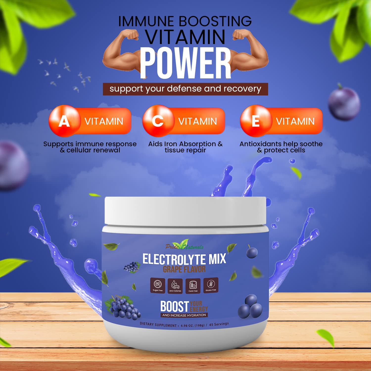 Electrolyte Powder - Refreshing Workout Recovery Electrolytes, Sugar Free, Gluten Free
