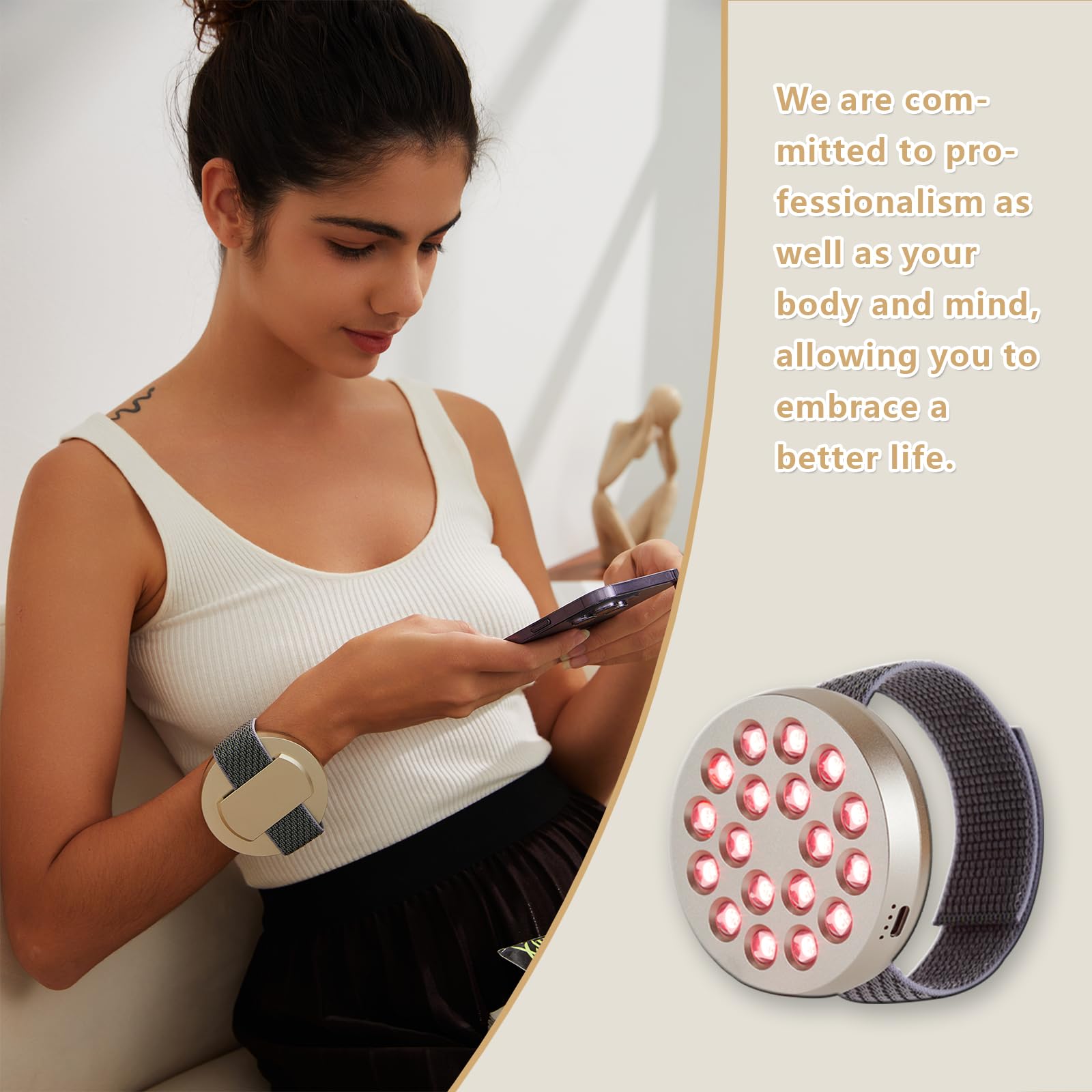 Red Light Therapy Device, Wearable Light Therapy Lamp for Pain Relief for Knee Muscle Feet Hands