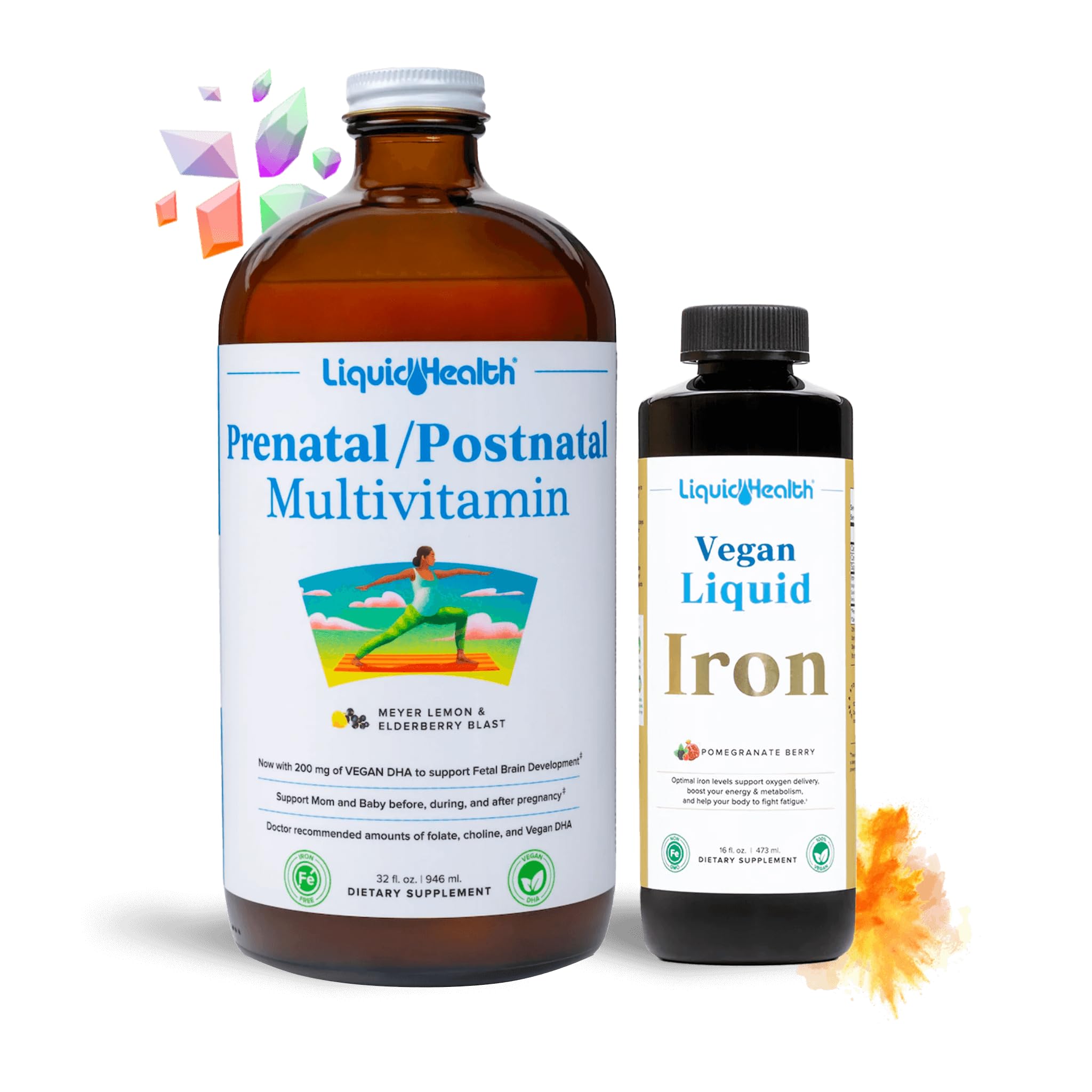 LIQUIDHEALTH Prenatal Baby Booster Pregnancy Vitamin Bundle - Vegan Women's Prenatal Multivitamin