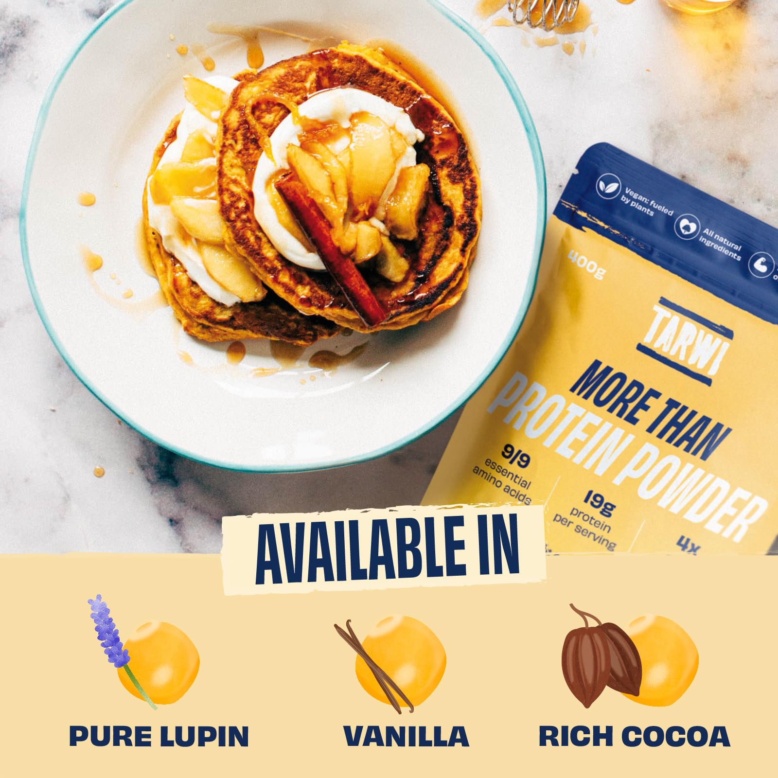 Tarwi Lupin 100% Natural No Bloating Vegan Protein Powder + High Fibre Gut Friendly Plant Based Protein