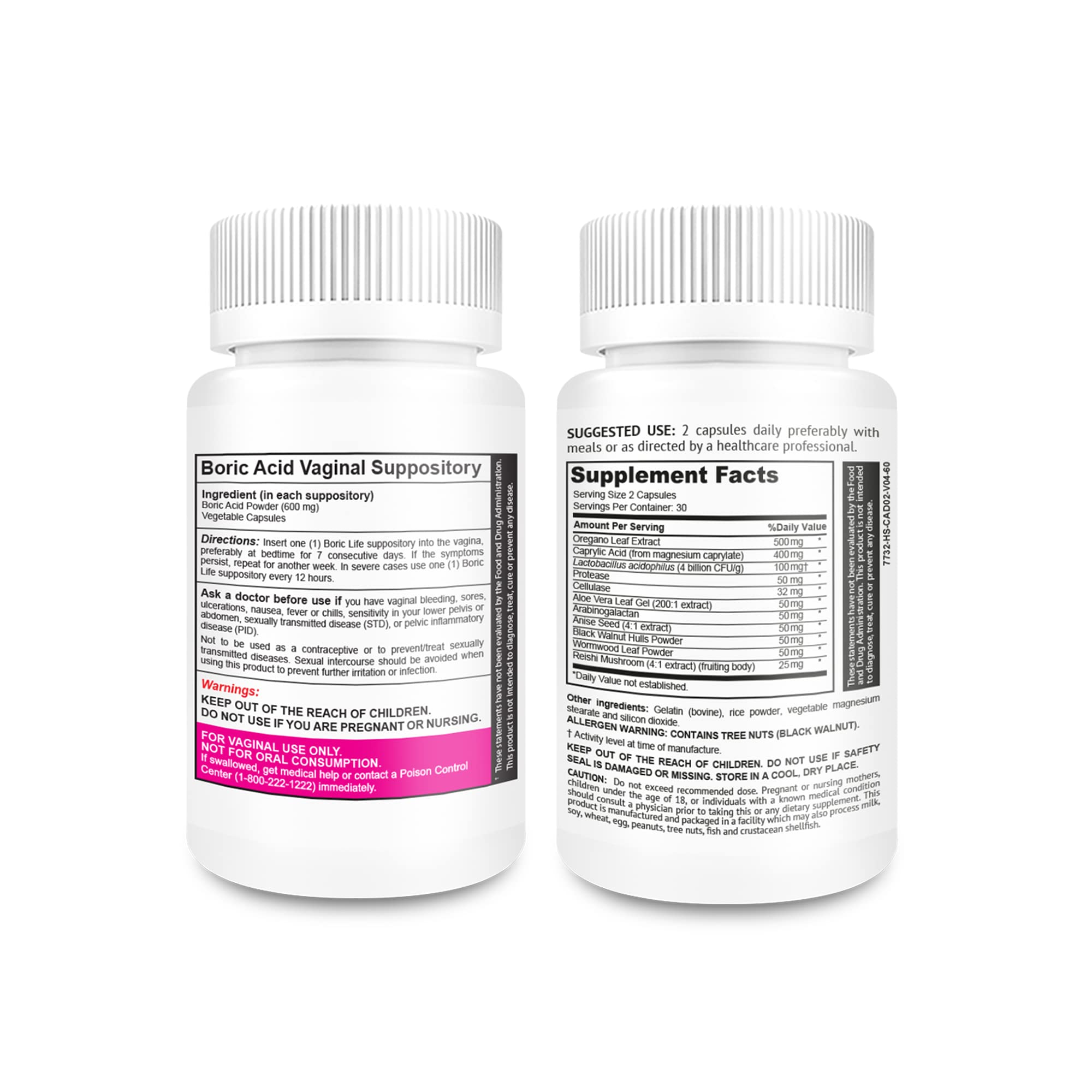 NutraBlast Boric Acid Vaginal Suppositories 600mg (30 Count) w/Feminine Balance Complex