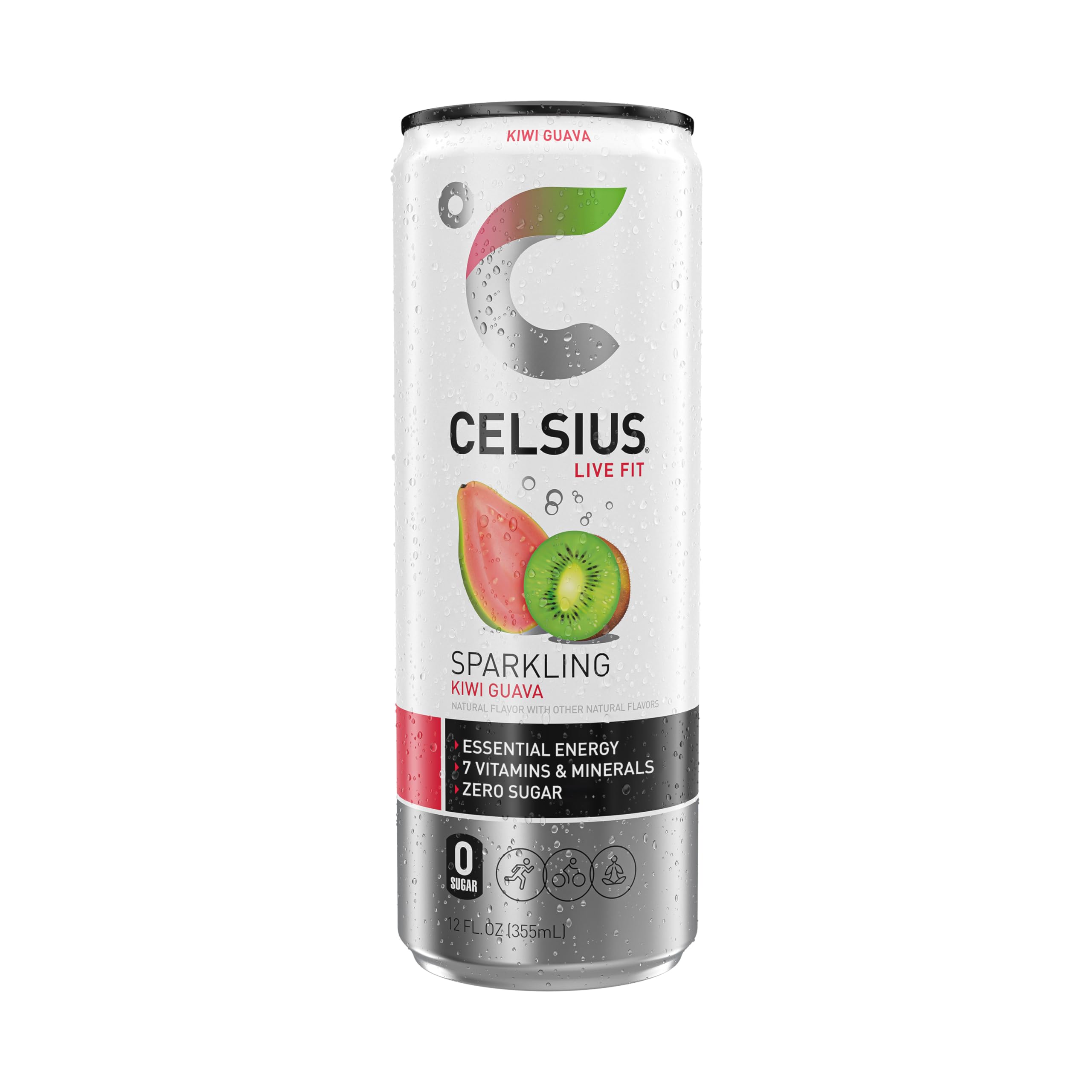 CELSIUS Sparkling Kiwi Guava, Functional Essential Energy Drink 12 Fl Oz (Pack of 12)