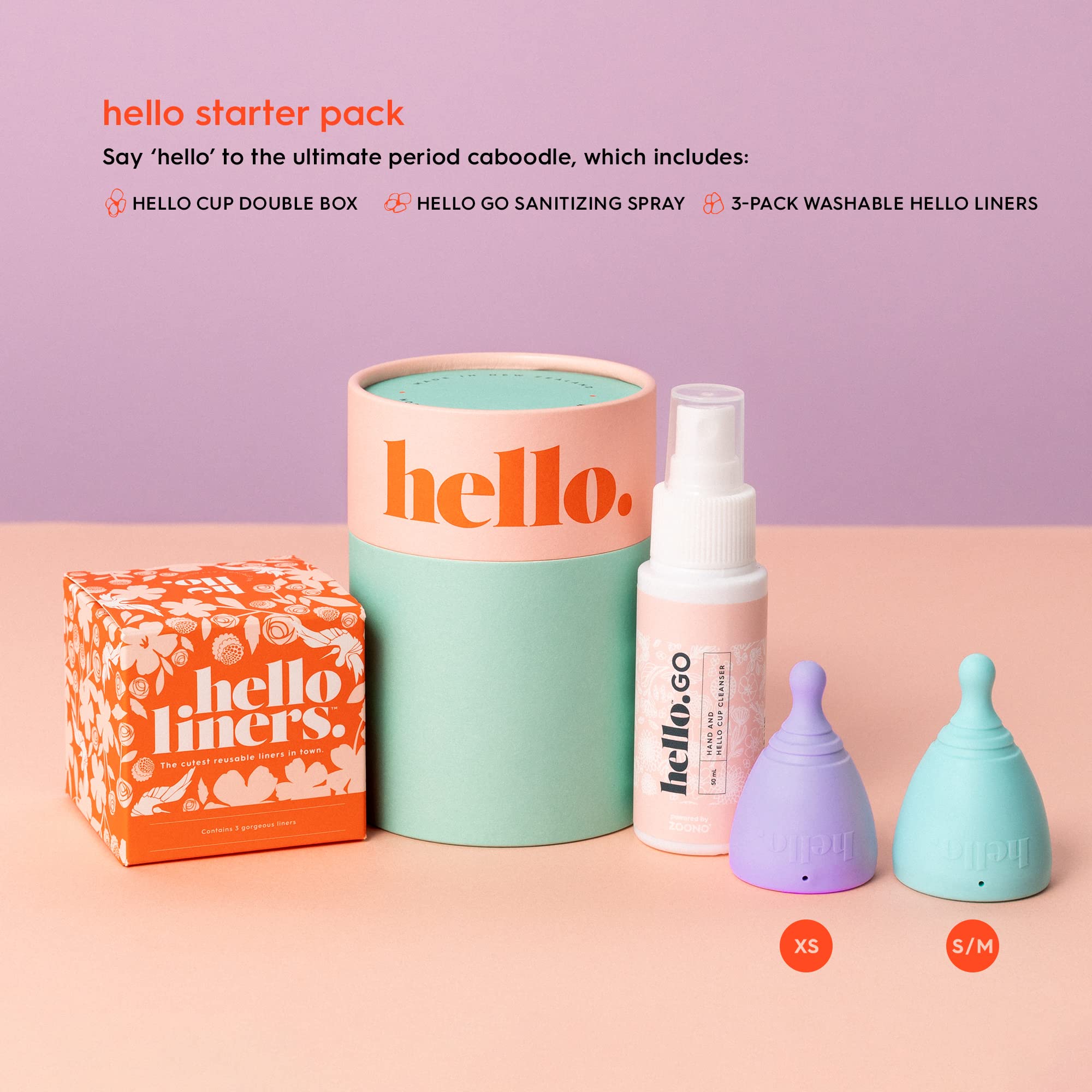 The Hello Starter Pack (Double Box XS/SM + 3-Pack Liners + Spray) 1 ea