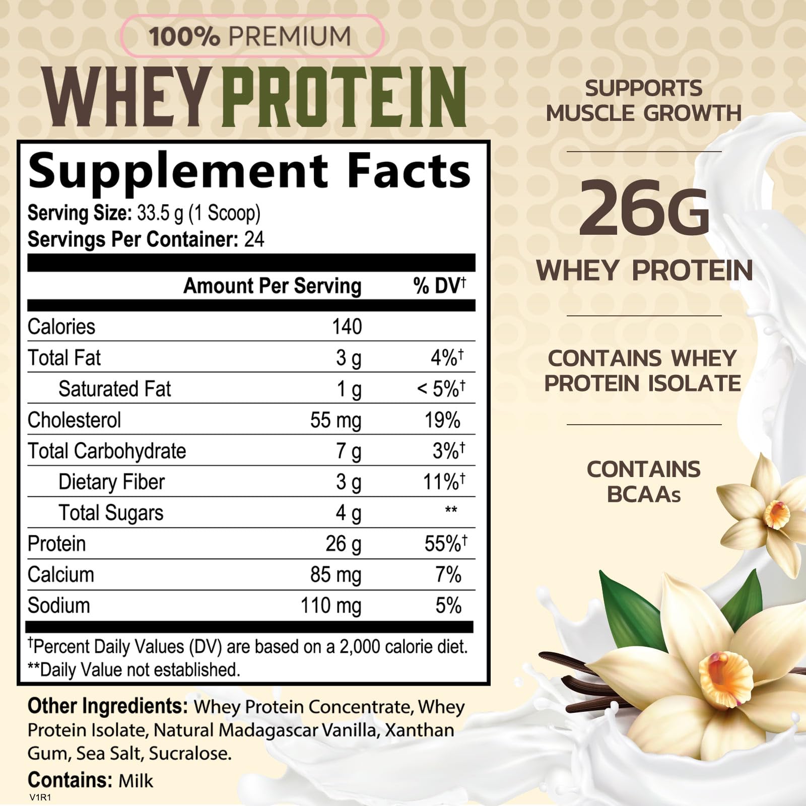 Nature's Protein Powder, 100% Whey Protein Powder Isolate, Immune Support, BCAAs