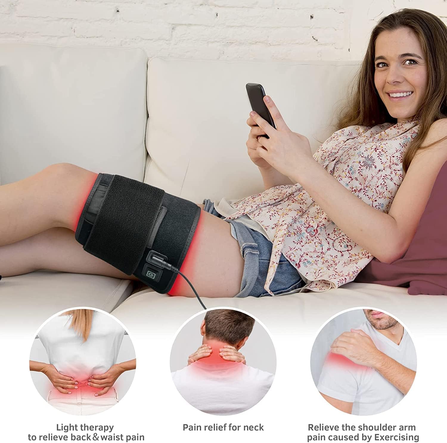 UTK Red Light Therapy Pad for Body Pain Relief, LED 660＆850nm Wearable Wrap Deep Therapy