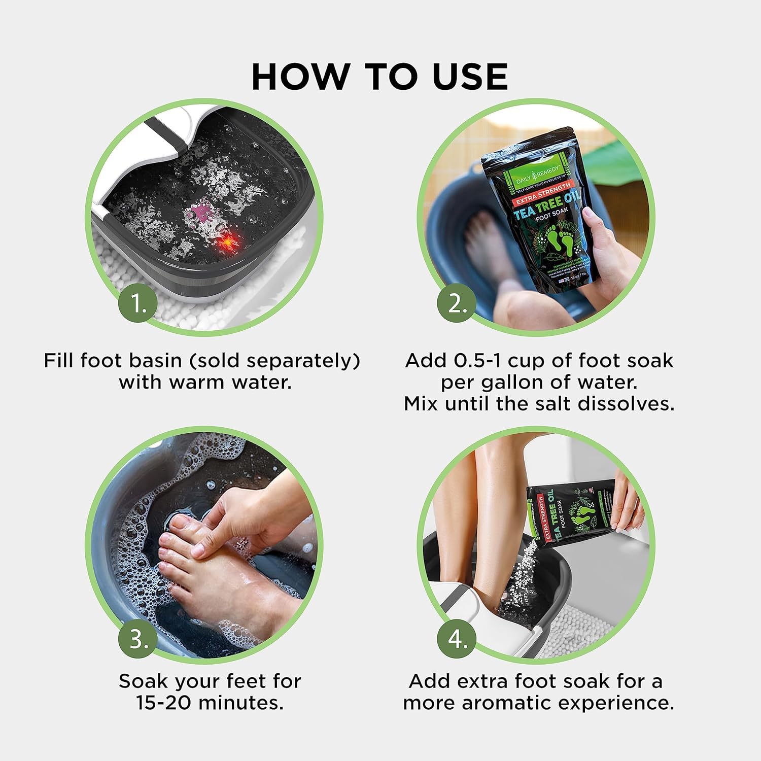 Tea Tree Oil Foot Soak with Epsom Salt - Made in USA - for Toenail Athletes Foot