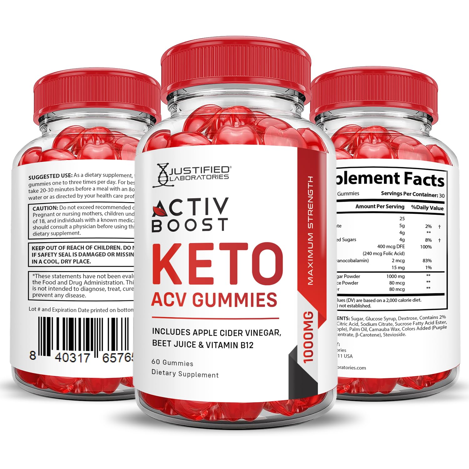 (3 Pack) Activboost Keto ACV Gummies Advanced Formula 1000MG Active Boost