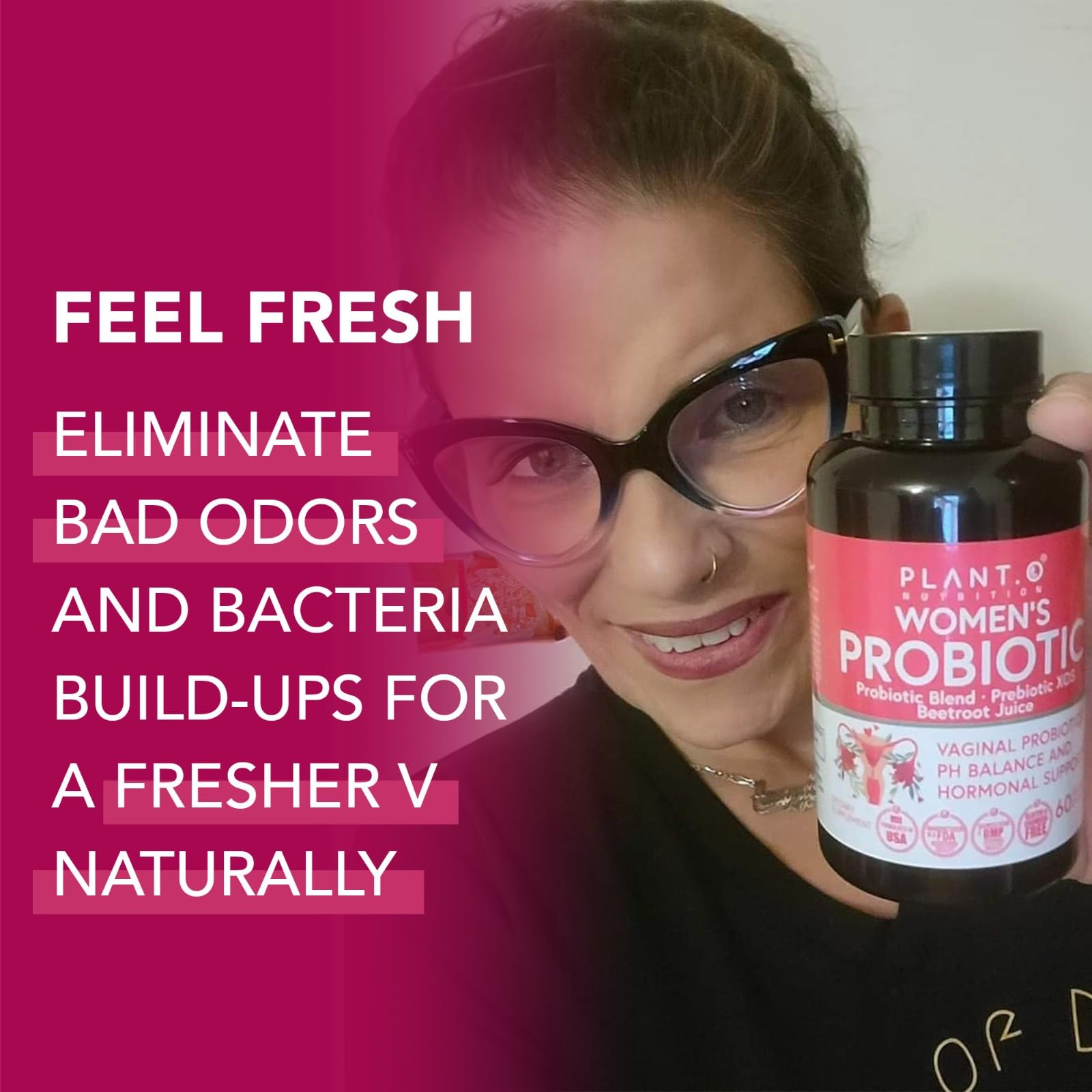 PLANT.O NUTRITION Vaginal Probiotics for Women with 4 Lactobacillus Strains Probiotic & Prebiotic Blend